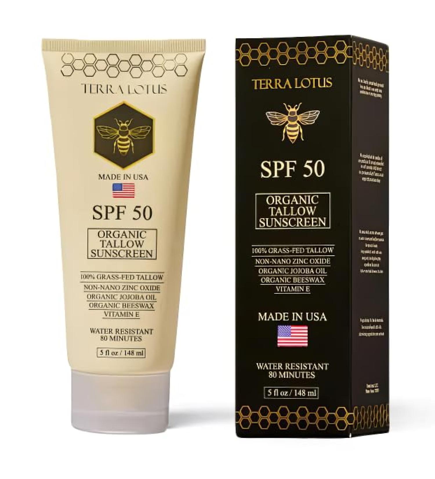 Organic Tallow Sunscreen - 50 SPF - For Face and Body - With 100% Grass-Fed Tallow and Non-Nano Zinc Oxide Reef Safe - (5 Oz) - Buy Online on GoSupps.com