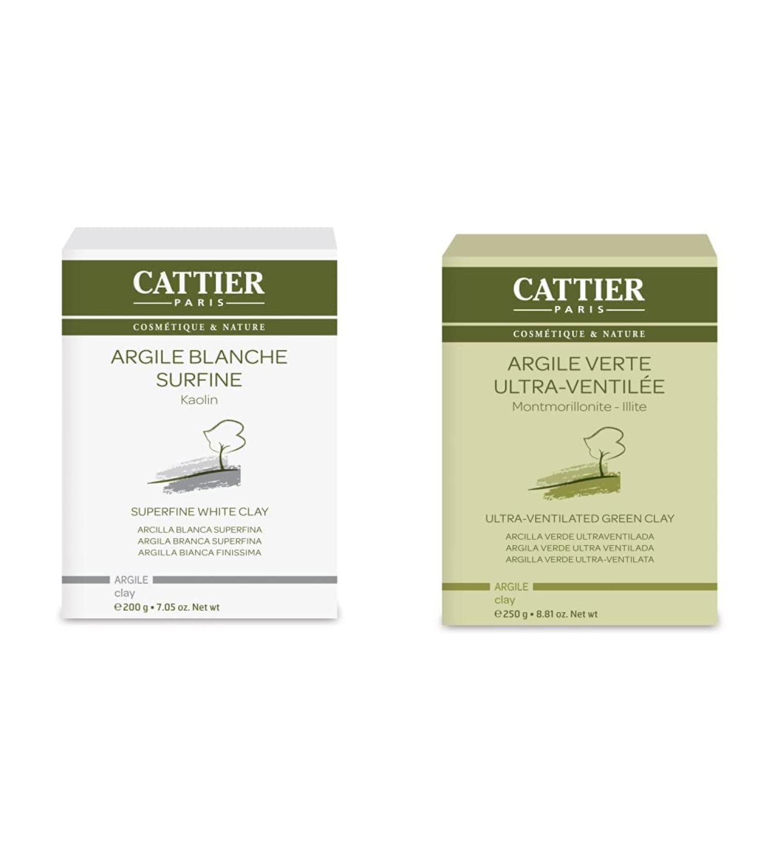  CATTIER Cattier Bulk Superfine White Clay 200g & Bulk Ultra-Ventilated Green Clay 250g - Buy Online on GoSupps.com