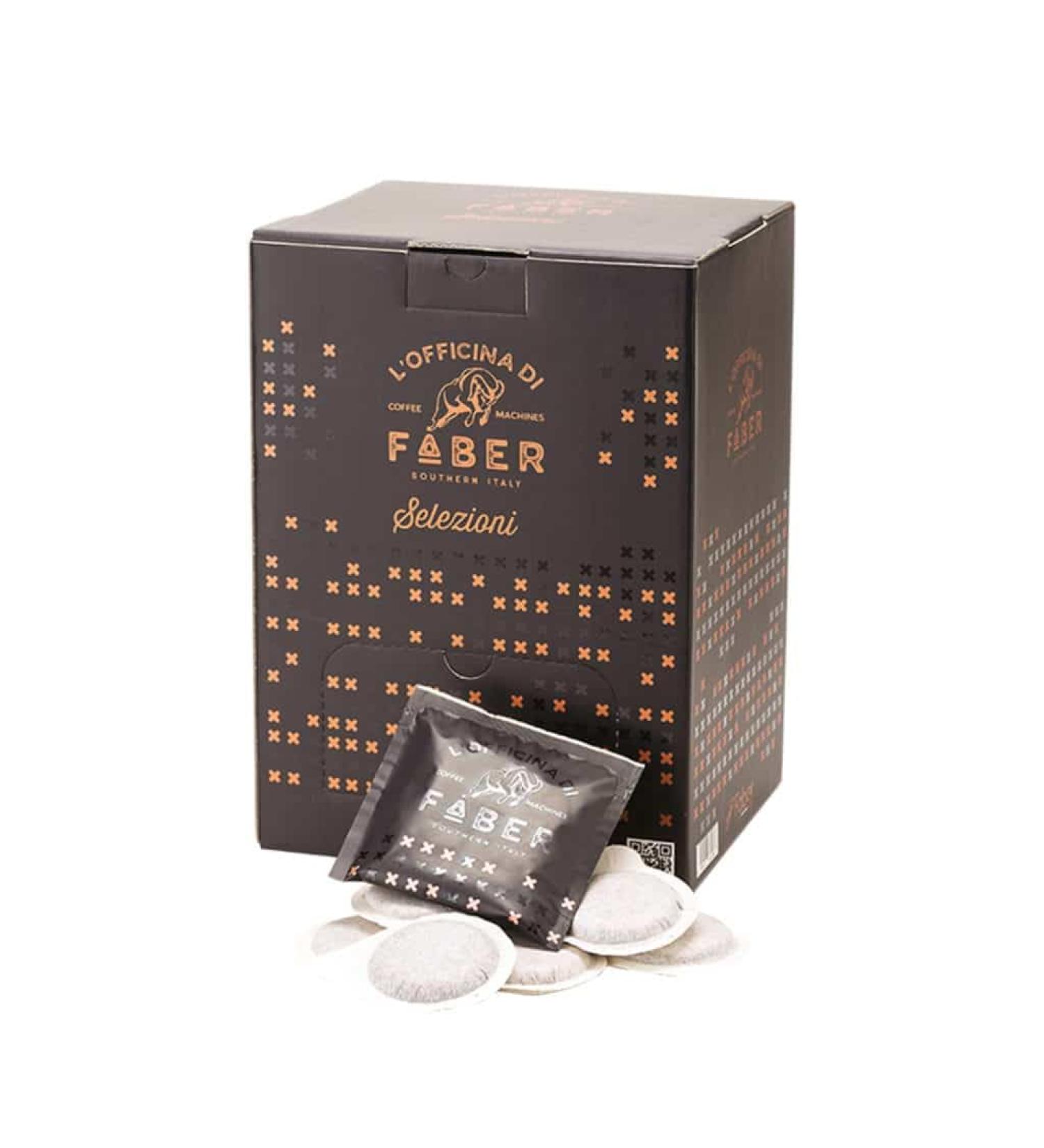 FABER COFFEE MACHINES | Les Sélections de Faber | Gaufre en papier ESE 44mm | Boîte de 50 dosettes (DARK ROAST)