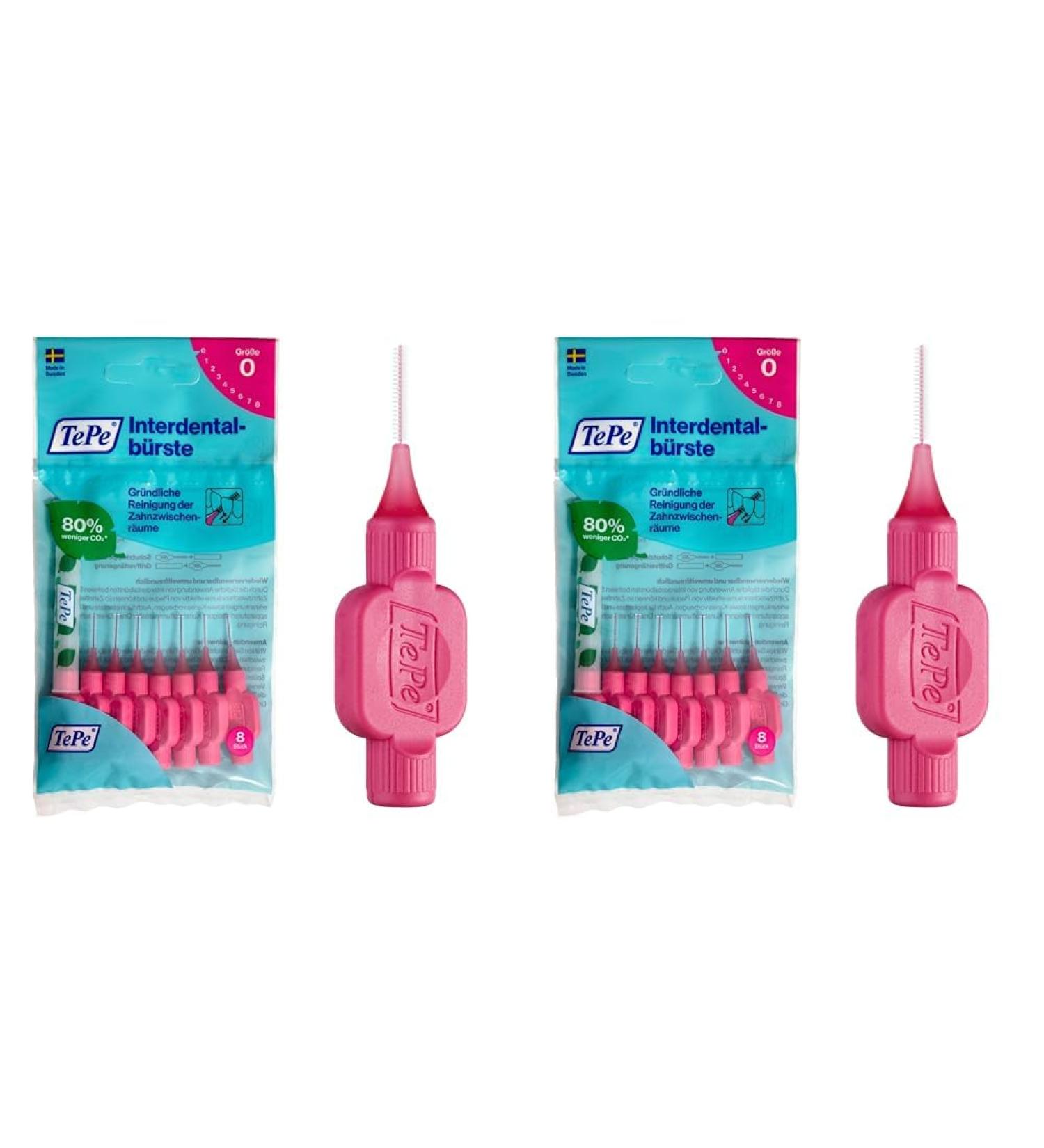 Tepe Interdental Brush Pink ISO Size 0 (0.4 mm) - 1x8 Pack for Easy & Thorough Cleaning of Interdental Spaces - Buy Online on GoSupps.com