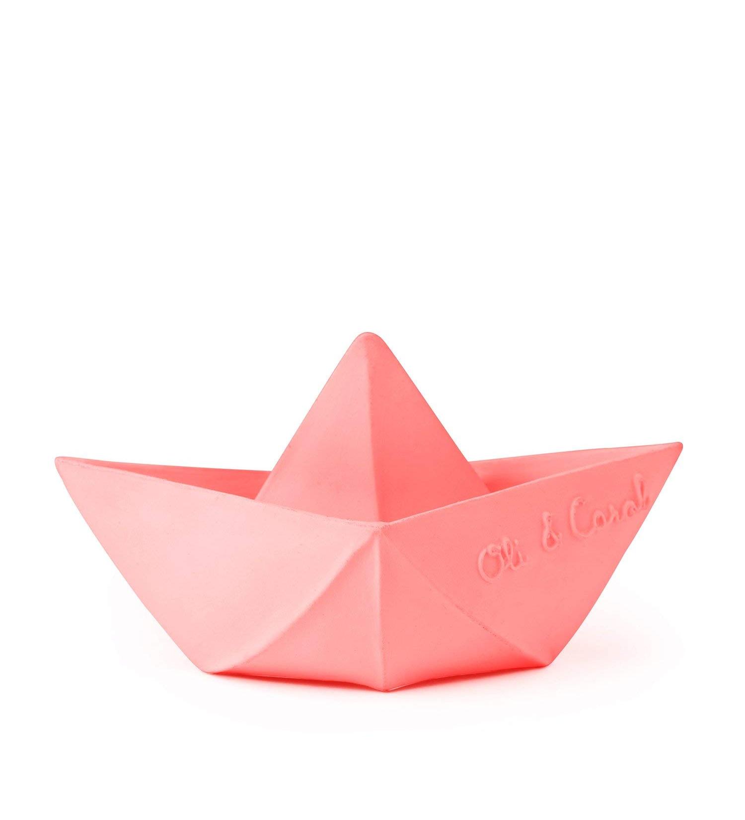 Oli & Carol Origami Boat: Pink Natural Rubber Float for Imaginative Play - Buy Online on GoSupps.com