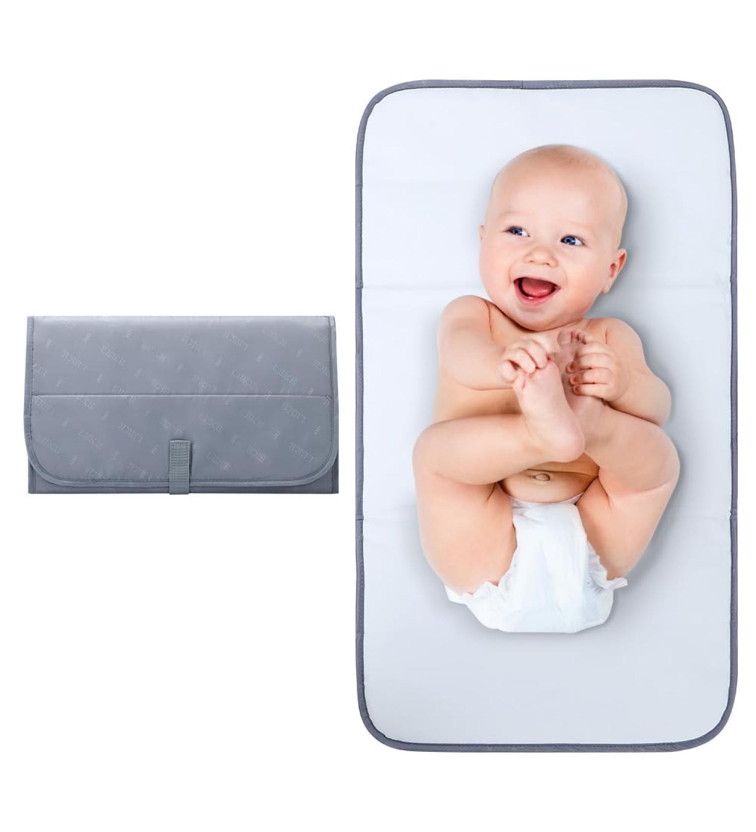 Lekebaby Portable Changing Mat - Gray On-the-Go Changing Clutch for Easy Travel - Best Baby Changing Solution - Buy Online on GoSupps.com