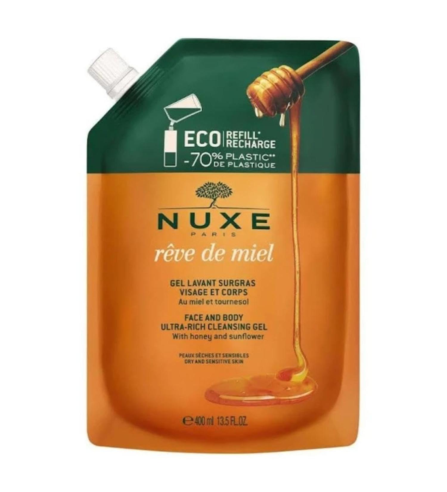 Nuxe R ve de Miel Face and Body Ultra Rich Cleansing Gel Eco Refill 400ml - Buy Online on GoSupps.com