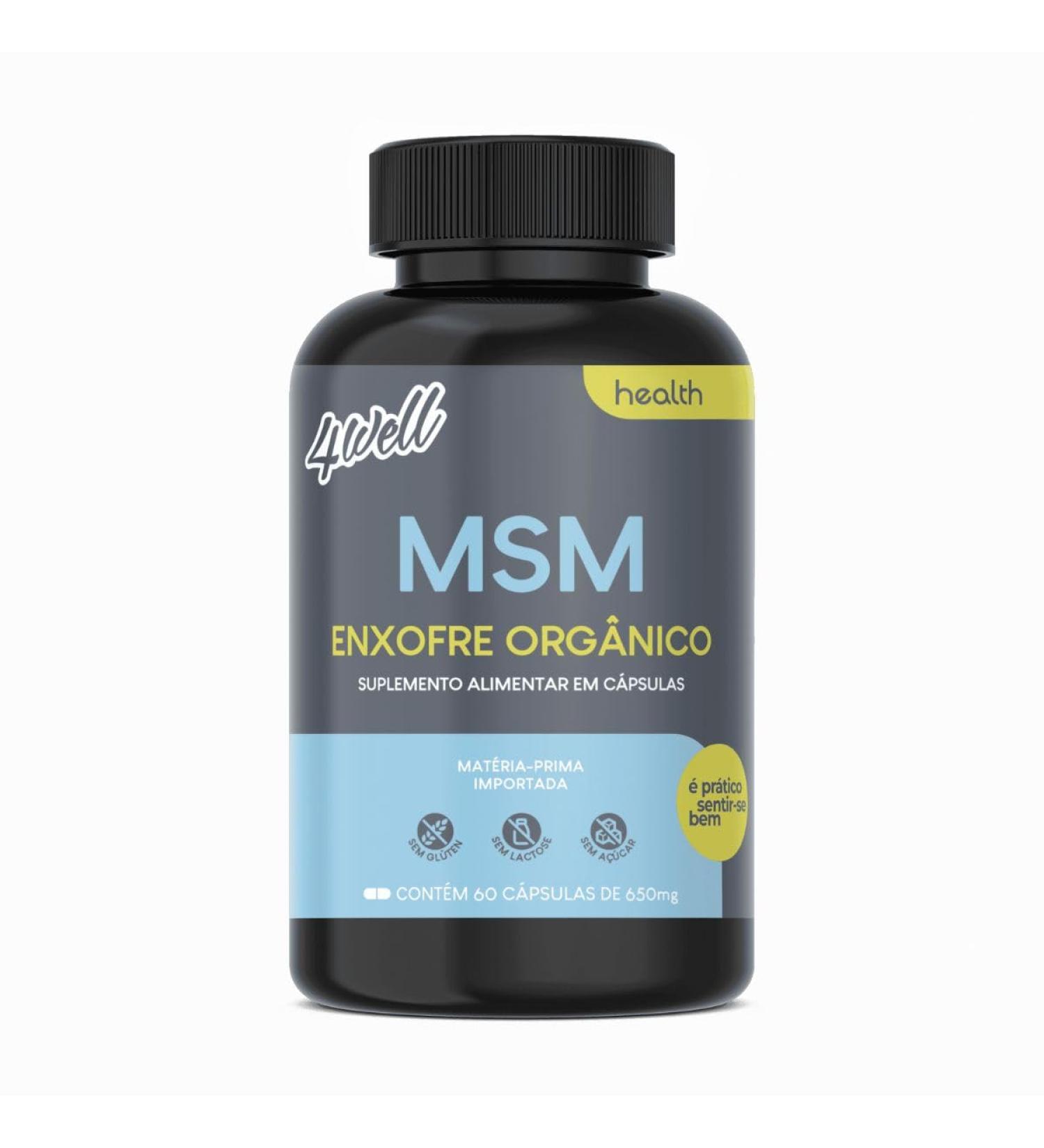 Buy MSM (Methylsulfonylmethane) - 4well Organic Sulfur 60 Capsules | Natural Joint & Muscle Support | Worldwide Shipping - Buy Online on GoSupps.com