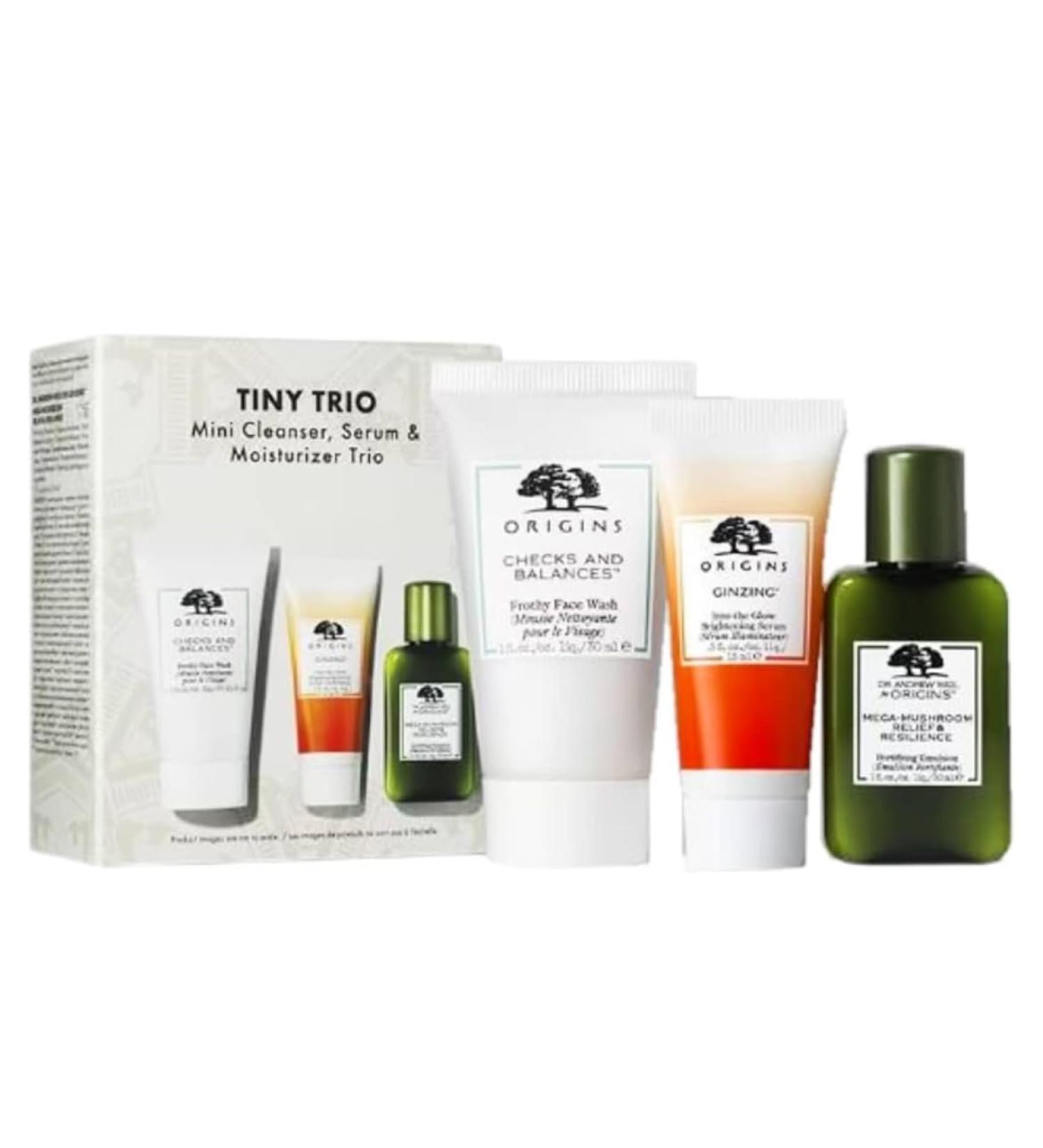 Buy Origins Tiny Trio Mini Cleaner Serum & Moisturizer Set - Travel Size for Radiant Skin | International Shipping Available - Buy Online on GoSupps.com