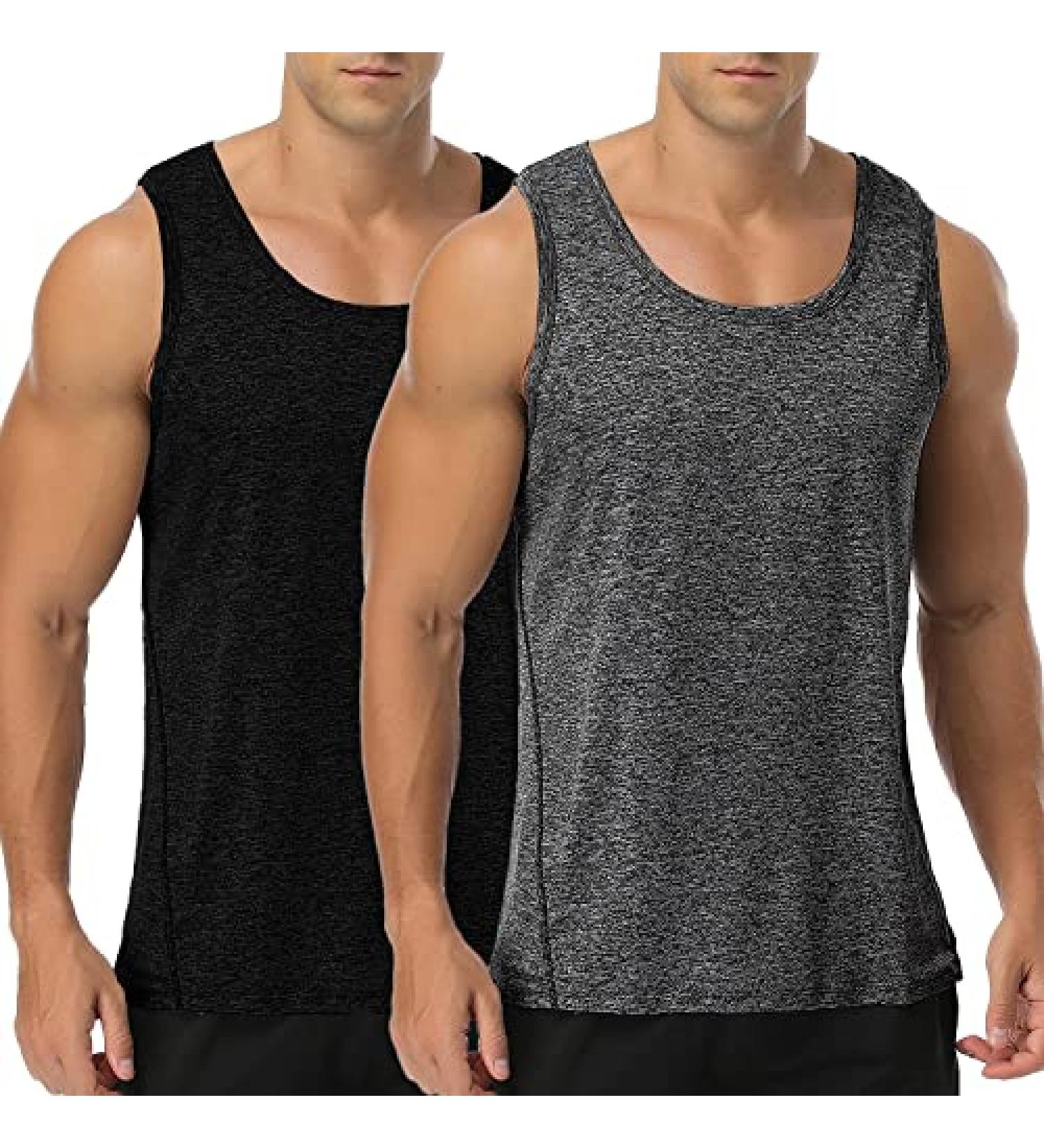 Babioboa Men's 2 Pack Workout Tank Tops - Black/Black1 (Slim Fit) Large - Buy Online on GoSupps.com