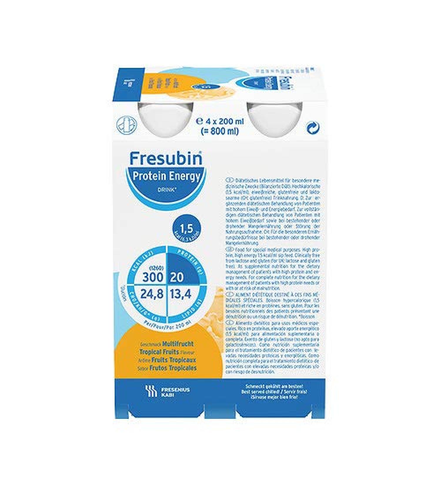 Fresenius Kabi Fresubin Protein Energy Drink Multifruit Drinking Bottle 6 x 4 x 200 ml 1 Pack (1 x 5.5 kg)