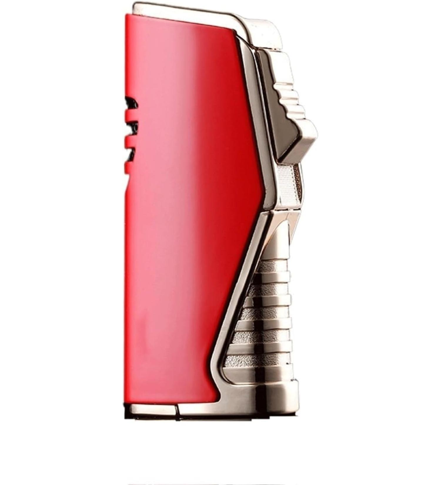 3 Jet Torch Lighter Strong Blue Flame Metal Butane Gas Windproof Cigar Lighter Candle Lighter for Smoking BBQ Cooking(Red) - Buy Online on GoSupps.com