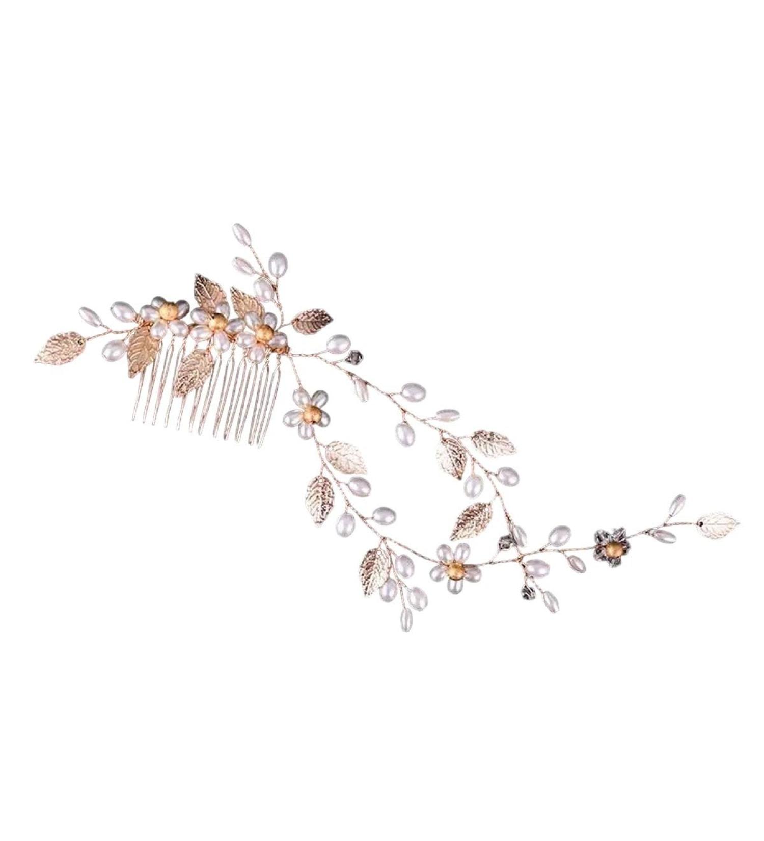 New 2025 Hair Combs Wedding Hair Clips Fashion Crystal Flower Headdress Hairpin For Diadem Pearls Headpiece Barrettes New For Jewelry Fashion Accessories Creative Gift - Buy Online on GoSupps.com