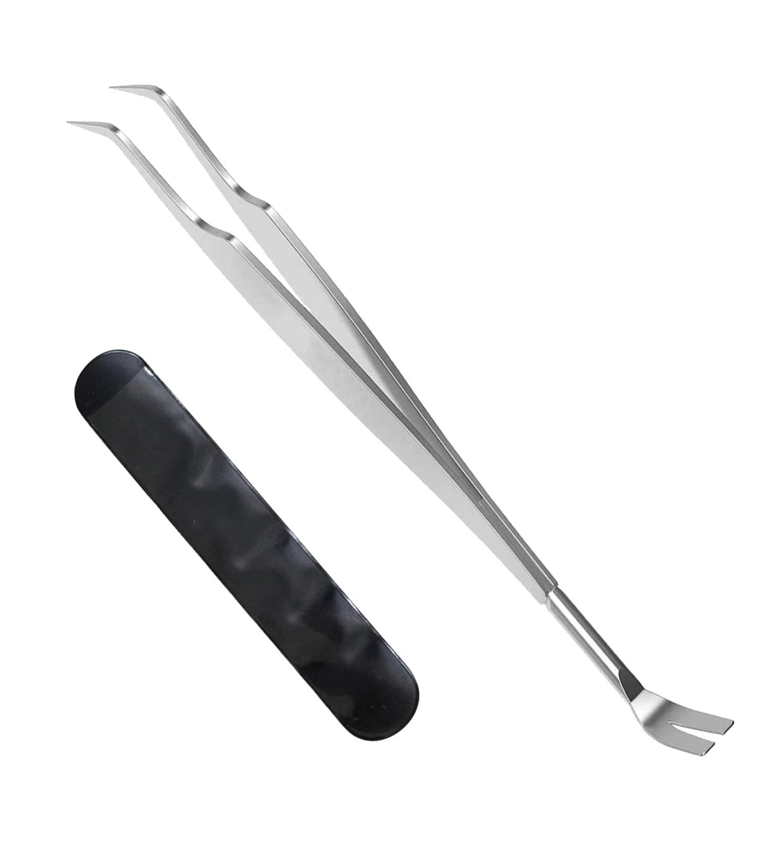 iJiZuo 2-in-1 Professional Tick Tweezers and Tick Hooks Reliable Against Ticks of Any Size Tick Remover for Humans Dogs Cats (with Leather Bag) - Buy Online on GoSupps.com
