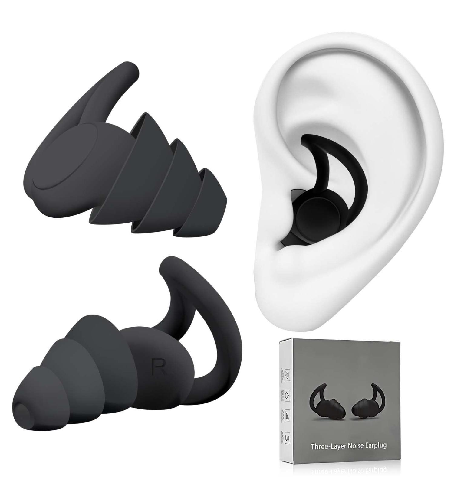 Sleeping Noise Cancelling Ear Plugs | Anti-Shedding Design | Super Soft & Comfortable | Reusable for Sleeping, Snoring, Work & Travel - Black - Buy Online on GoSupps.com