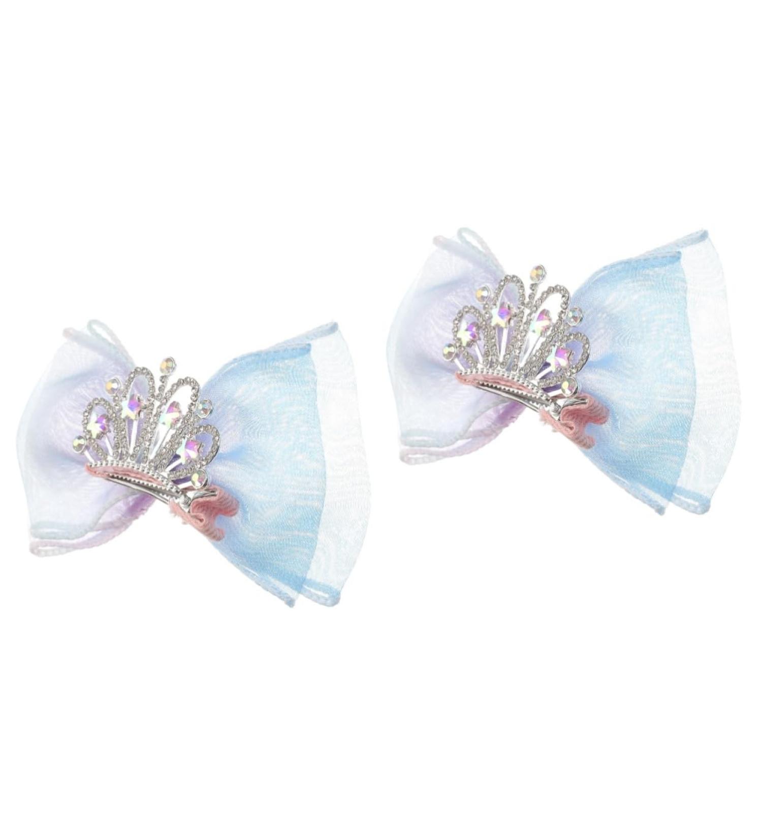 FRCOLOR Colored Hair Bow Clip bow hairpin tulle crown clip bow girl bangs clips hairclips crown barrettes girls bows bow clips bow tiara toddler Princess Kids Ribbon Bows Clips - Buy Online on GoSupps.com