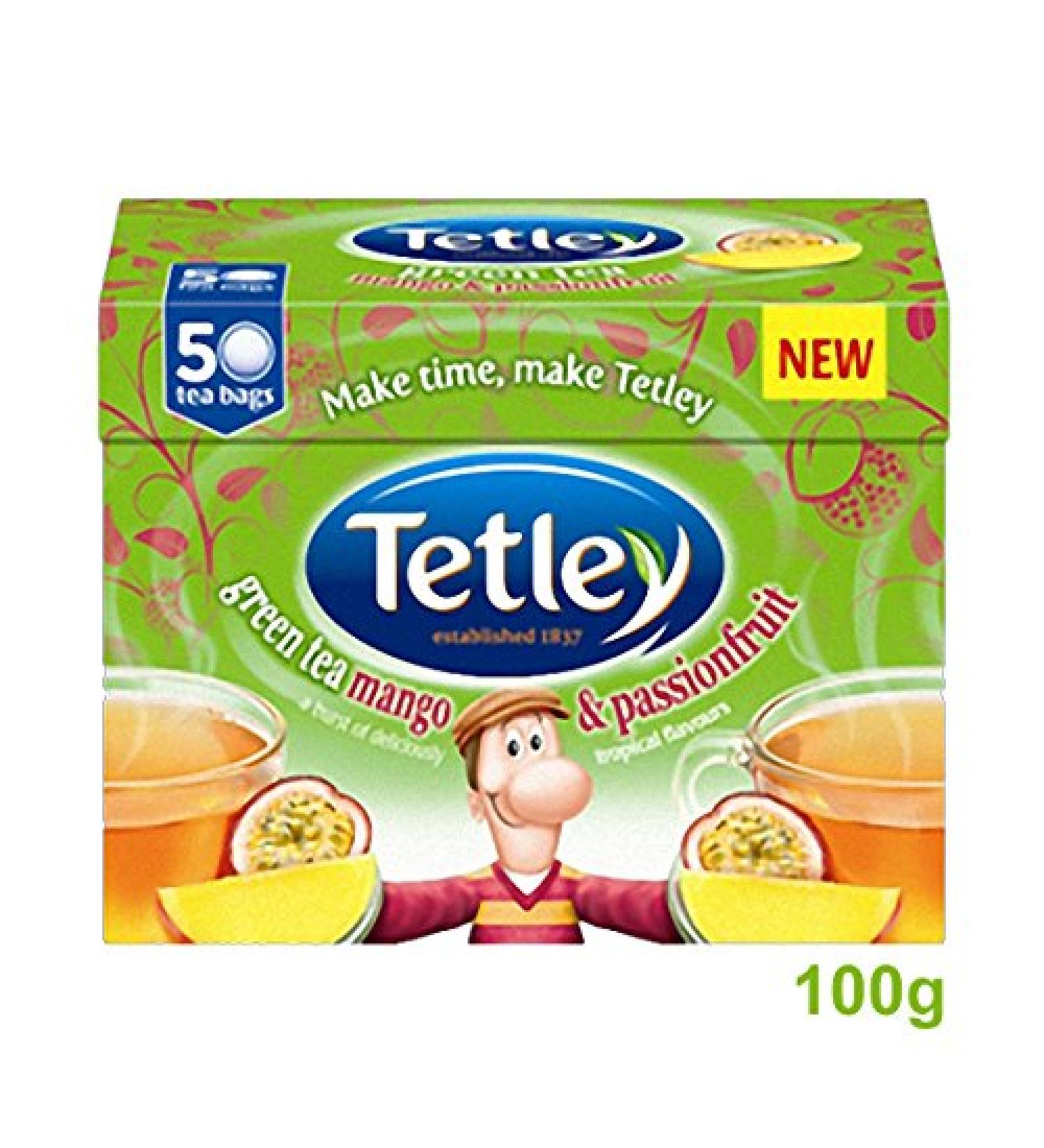 Tetley Th vert mangue et fruit de la passion 50's 100 g