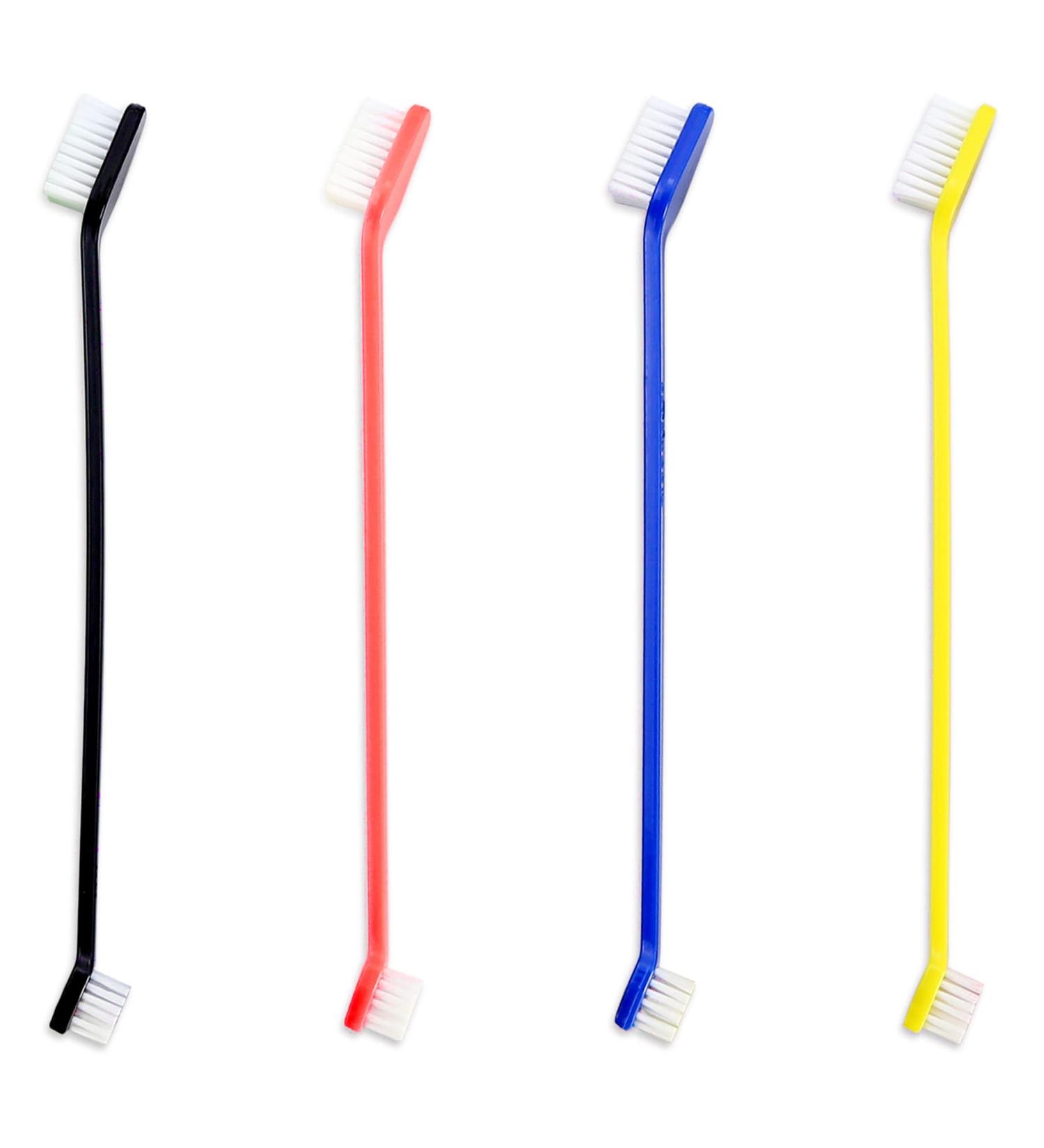 4 Pack Dog & Cat Toothbrush - Best Dental Care for Small Dogs & Cats | Anti-Plaque in Black Yellow Red Blue - Buy Online on GoSupps.com