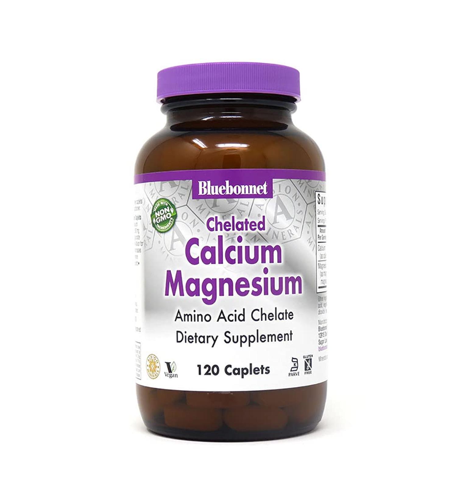 Bluebonnet Nutrition Calcium Magnesium Chelated 120 Caplets - Optimal Bone Health Supplement - Buy Online on GoSupps.com