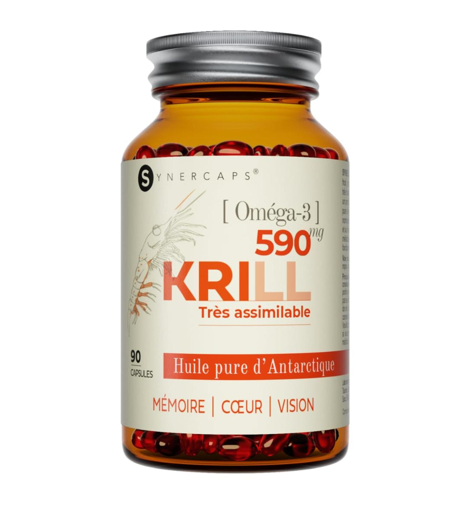 Pure Krill Oil Concentrated 1180mg Omega 3 EPA DHA and Antioxidant 90 capsules Eco-responsible no fish odorless. Made in France Pharmaceutical quality glass bottle. - Buy Online on GoSupps.com