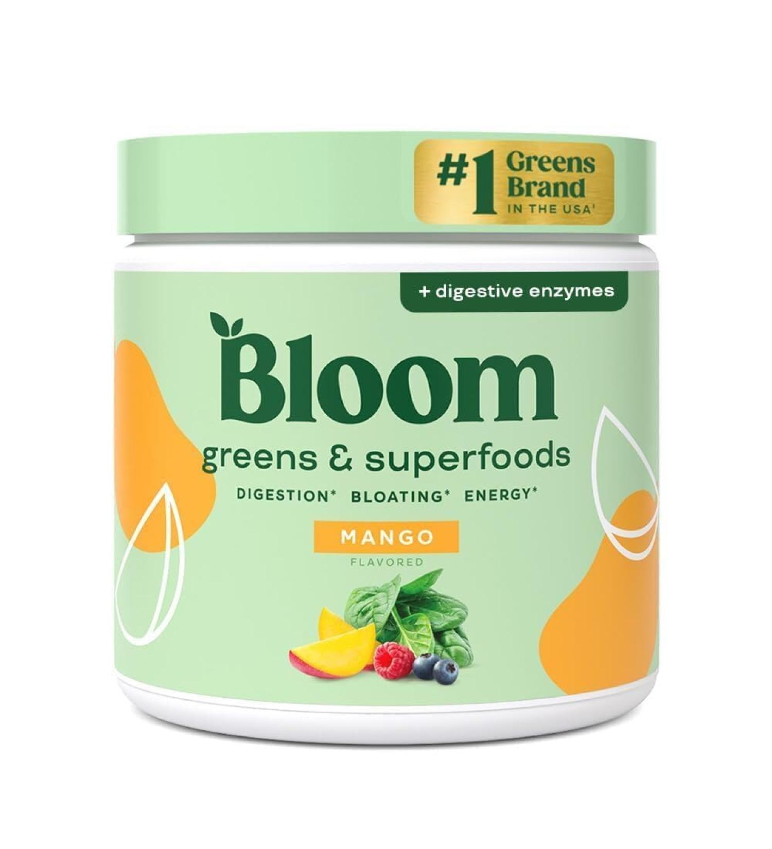 Bloom Nutrition Super Greens Powder - Probiotics for Digestive Health Digestive Enzymes with Superfoods Spirulina and Chlorella for Gut Health (Mango) - Buy Online on GoSupps.com