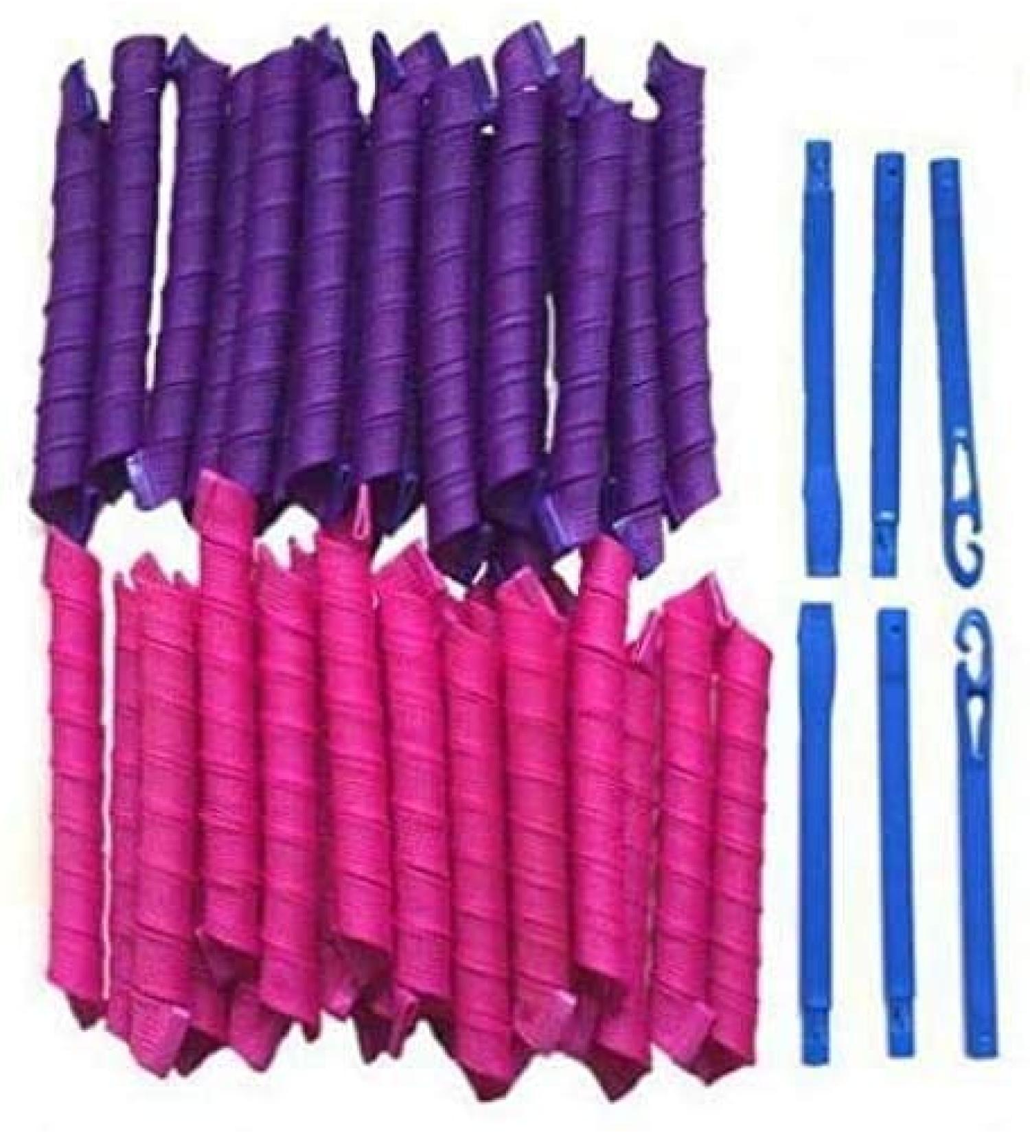 40 Pieces Hair Rollers Curlers Set - Heatless Overnight Curling for Women & Ladies - Includes Travel Bag - Purple/Pink - Buy Online on GoSupps.com