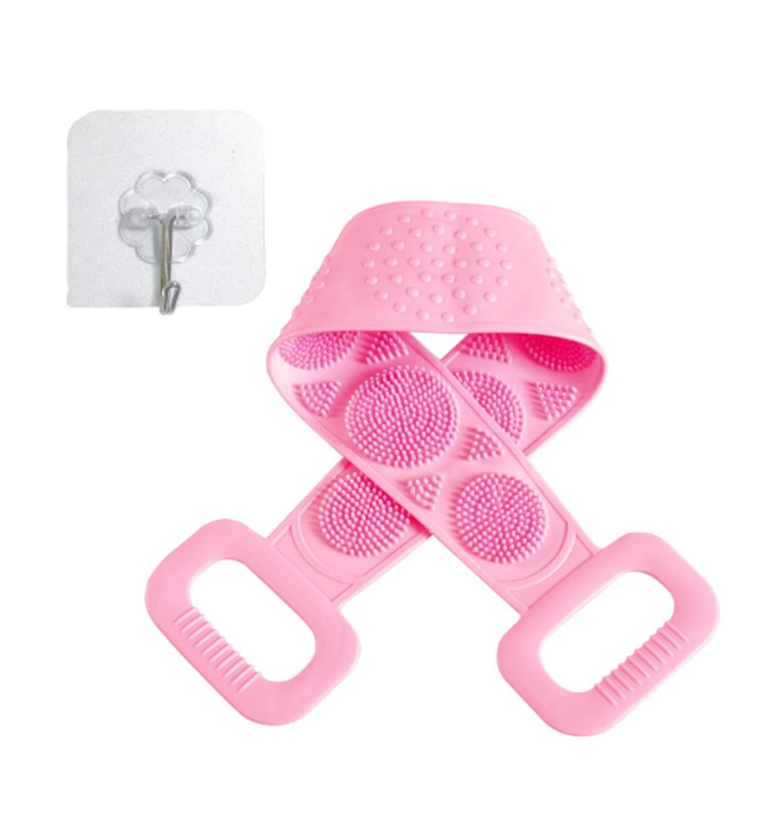 HJCOCHOME Silicone Back Scrubber for Shower - Extra Long Exfoliating Body Scrubber with Handle, Pink - Men and Women - Buy Online on GoSupps.com