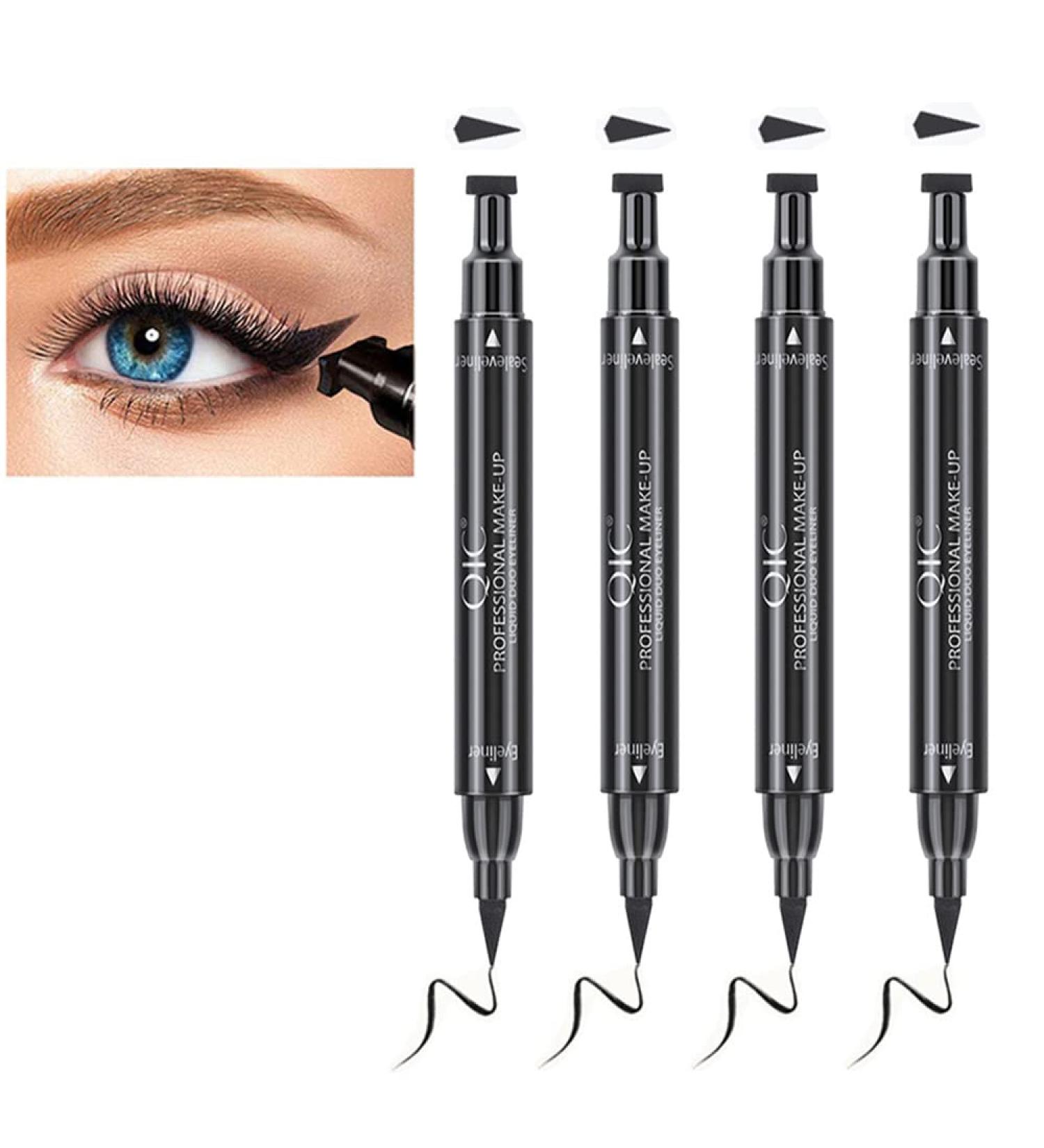 Wonder X Winged Black Liquid Eyeliner Set - Dual Ended Matte Pen & Stamp, 4 PCs - Long Lasting, Smudge Proof Eye Makeup for Women - Buy Online on GoSupps.com