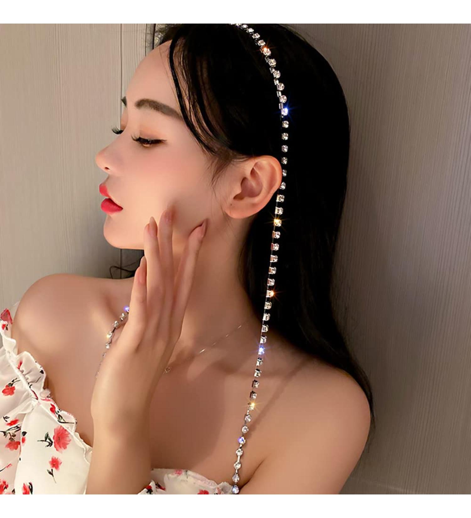 Wiwpar Rhinestone Tassel Headband, Sparkly Hair Chain Hoop for Women Girls - Style 3 - Buy Online on GoSupps.com