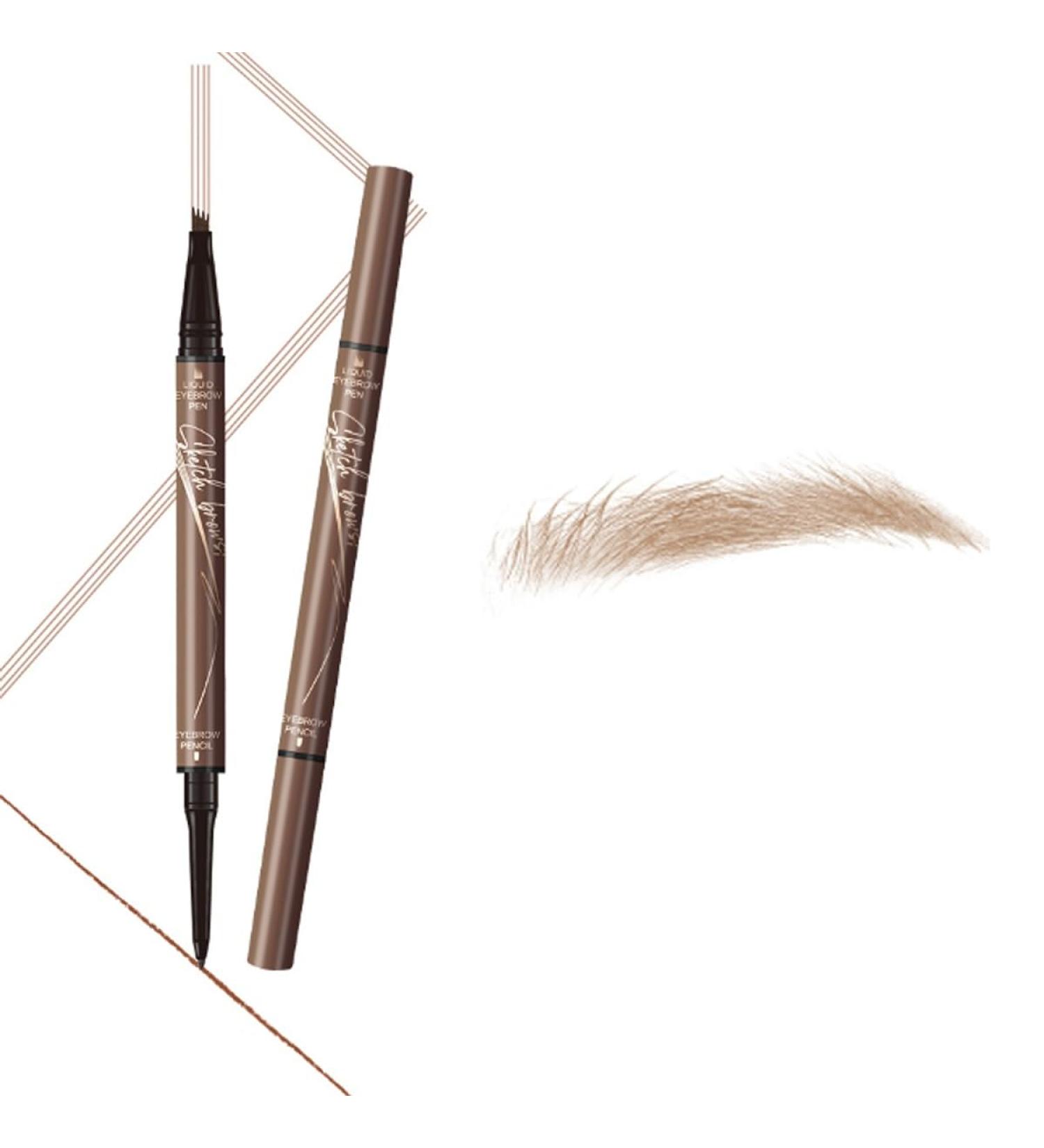 2 in 1 Magic 4-Tip Eyebrow Pencil Sweat-proof Microblading Eyebrow Pencil Contouring Pen Eyebrow Brush Microblade Eyebrow 3D Waterproof Microblading Eyebrow Pencil for Natural Makeup Last All Day(Ligh Light Brown - Buy Online on GoSupps.com