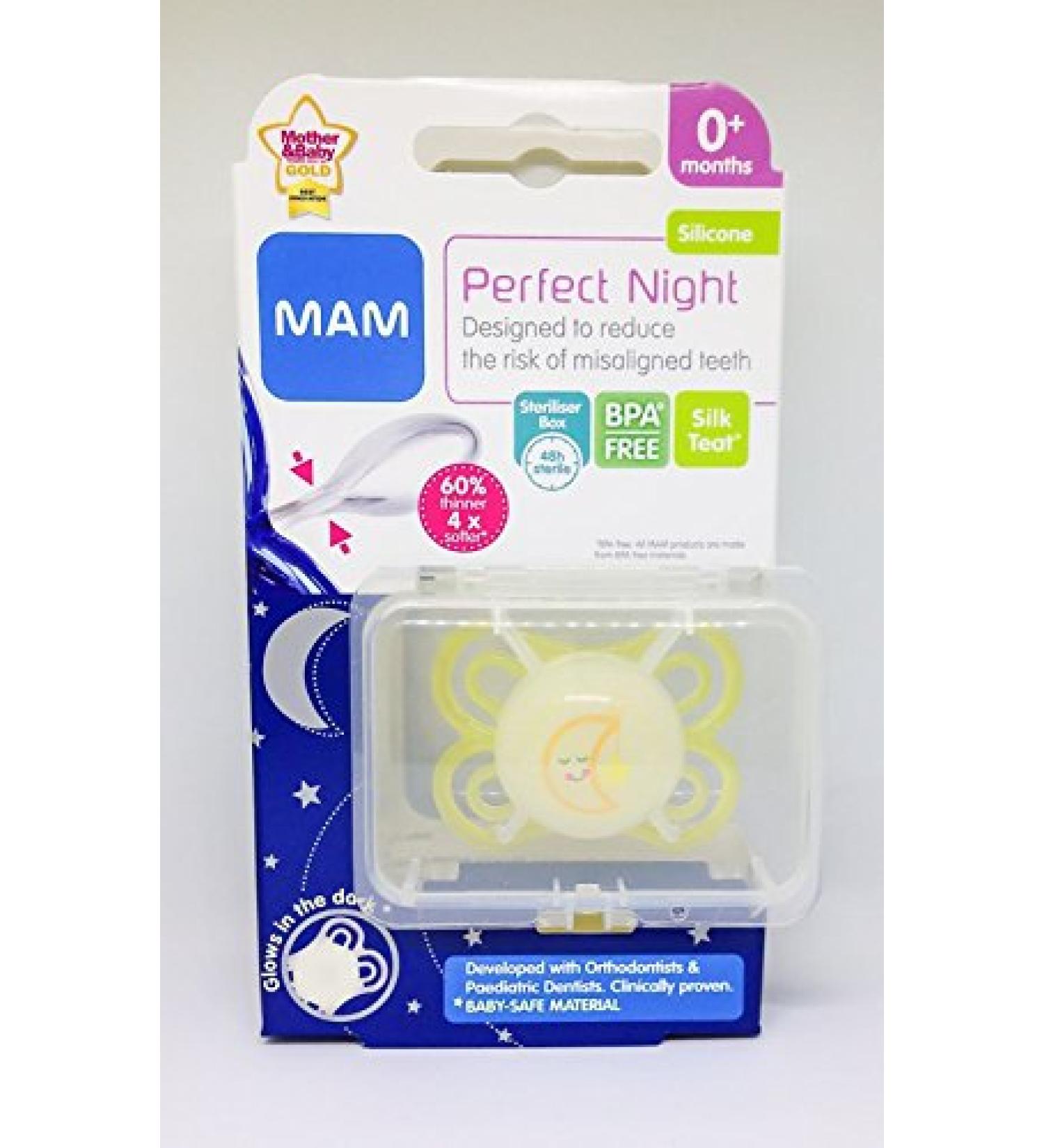 MAM Perfect Night - 1 x pacifier 0m+ (Yellow Moon)