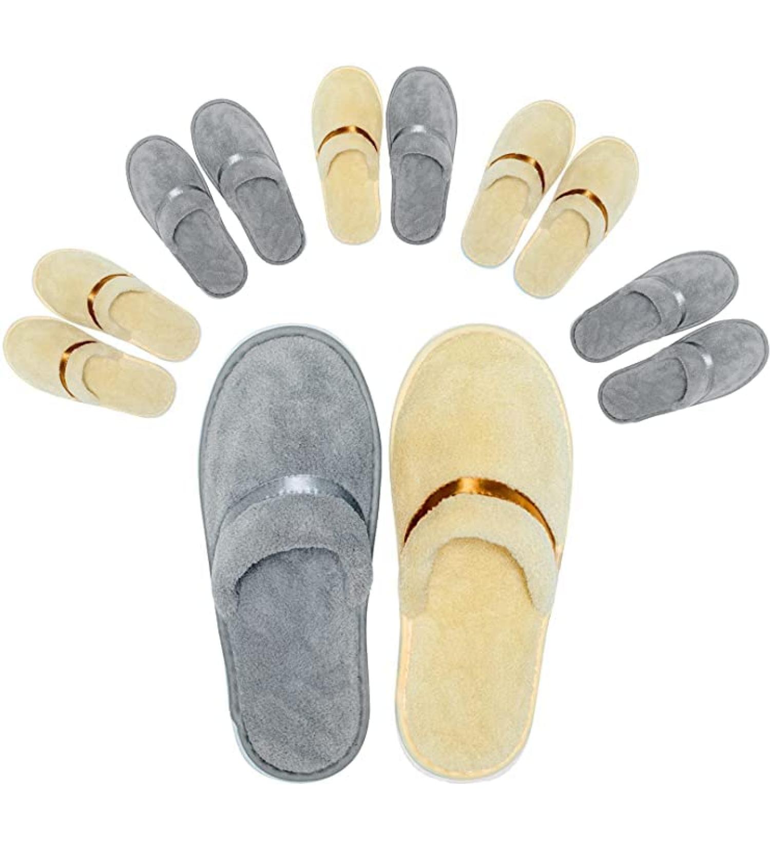 6 Pairs Disposable Spa Slippers for Guests - Washable & Reusable - Ideal for Weddings, Travel, Parties - Bulk Hotel Slippers - Buy Online on GoSupps.com