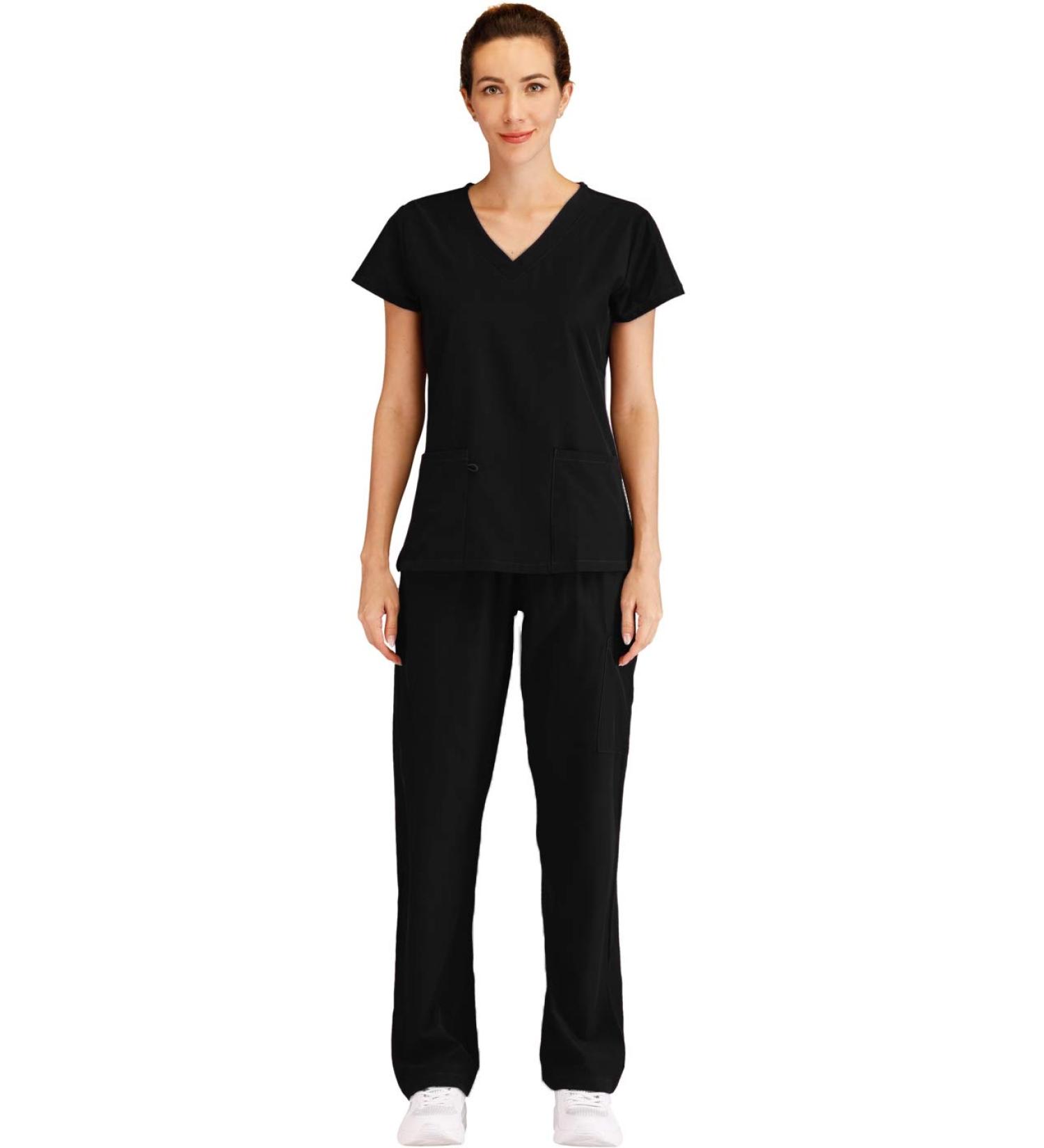 Minty Mint Women's V Neck Stretch Medical Scrub Set - Medium Black - Buy Online on GoSupps.com