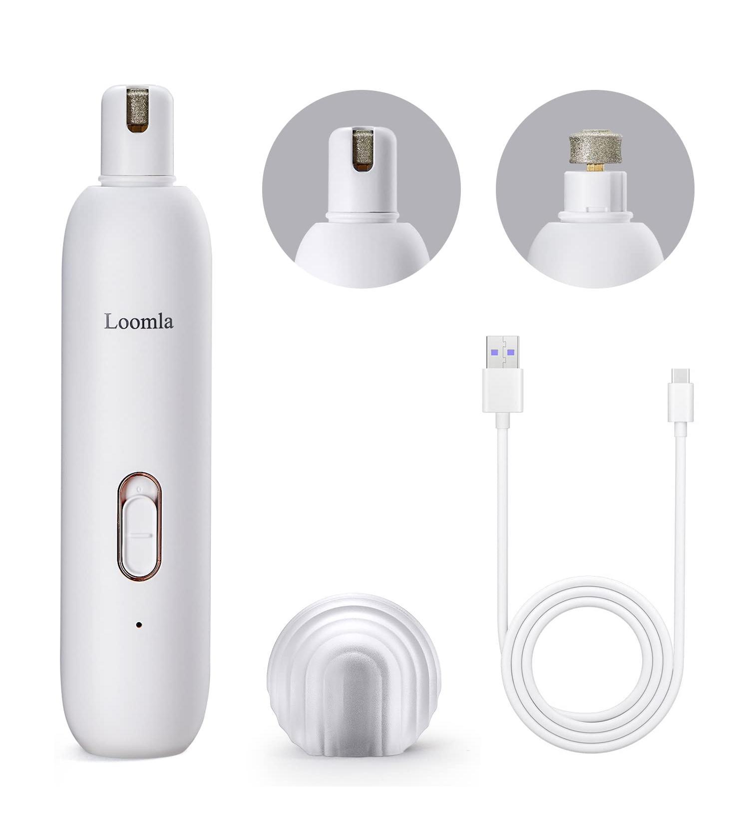 Loomla Upgraded Dog Nail Grinder - 2 Speed Professional Trimmer for Dogs, Cats, Small Animals - Low Noise, USB Rechargeable - White - Buy Online on GoSupps.com