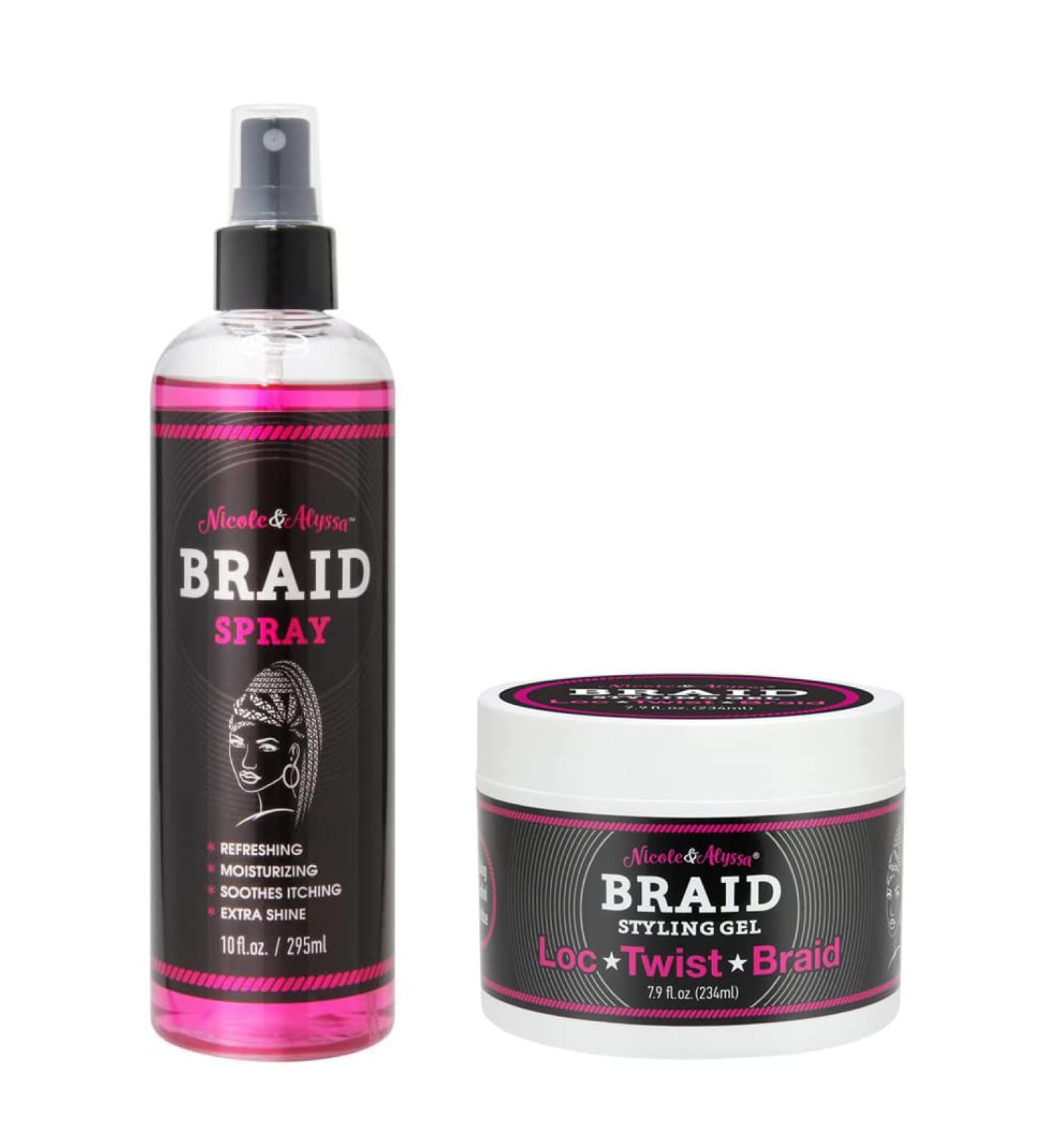 Nicole & Alyssa - Braid Spray (10oz) and Braid Gel (7.9oz) Combo - Buy Online on GoSupps.com