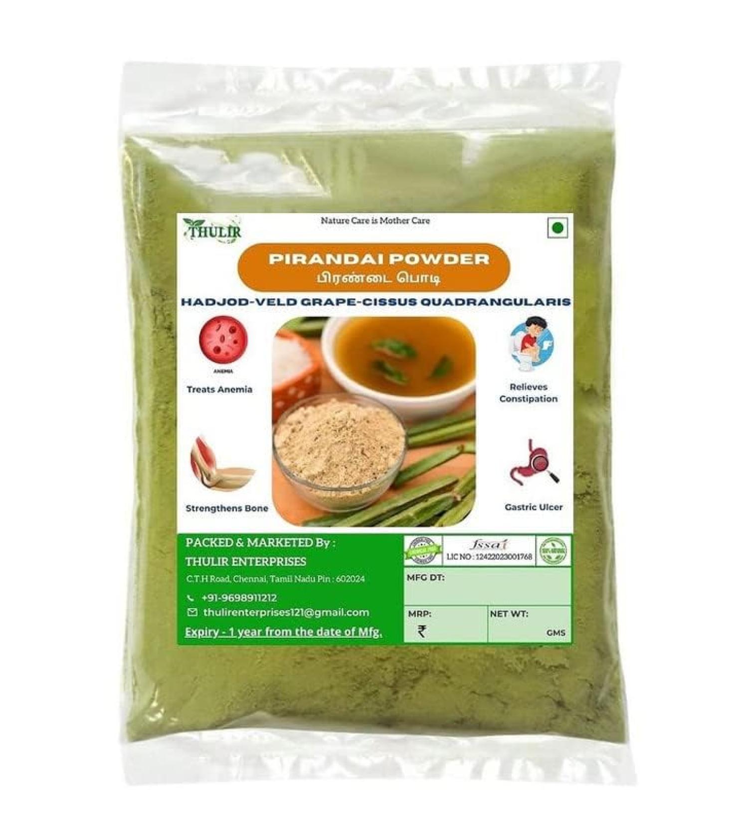 3.52oz Pirandai Powder -100g | Hadjod | Veld Grape | Cissus quadrangularis | Nalleru Powder