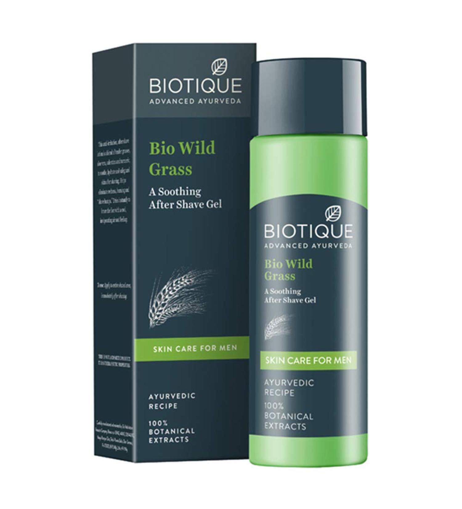 Biotique Bio Wild Grass After Shave Gel for Men - 120ml | Soothing 100% Natural & Organic Eliminates Shave Bumps - Buy Online on GoSupps.com