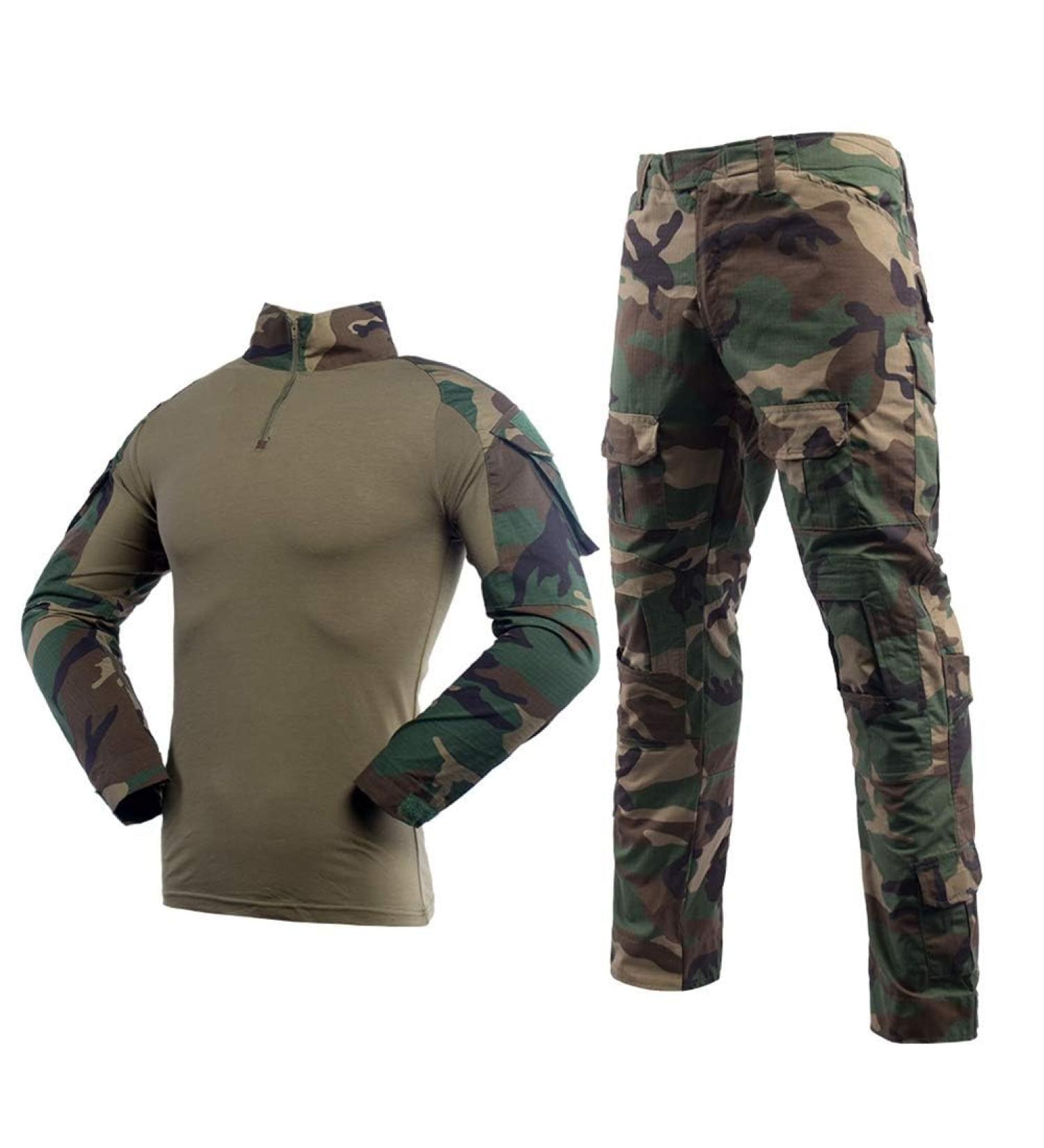 Men's Airsoft Jungle Camo Tactical Suit | Paintball Combat Shirt & Pants | Long-Sleeved Military Outdoor Clothing - Buy Online on GoSupps.com