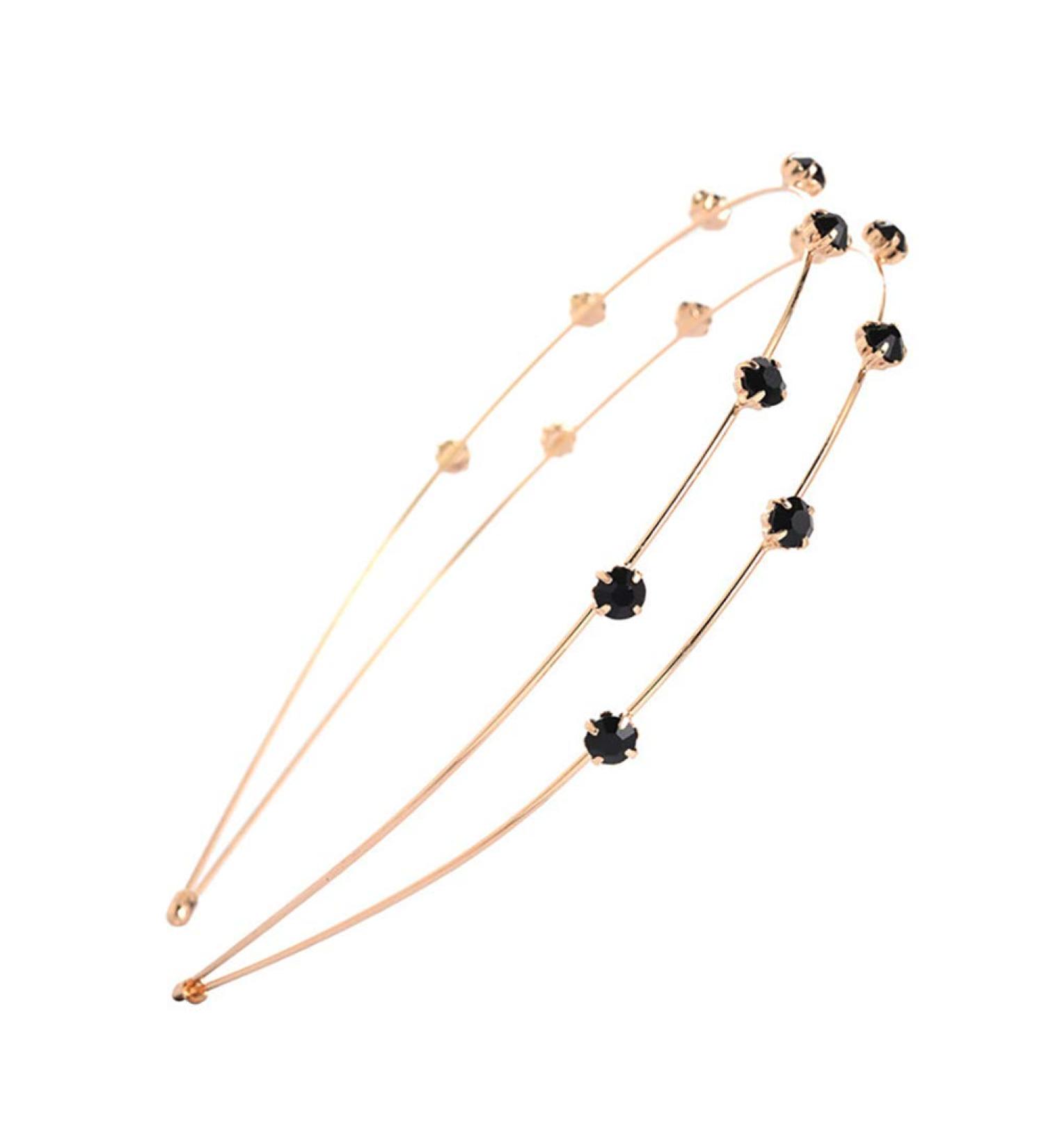 Fodattm Sweet Rhinestone Double Row Headband Hair Hoop Crystal Hairband Hair Accessories for Women (gold) - Buy Online on GoSupps.com