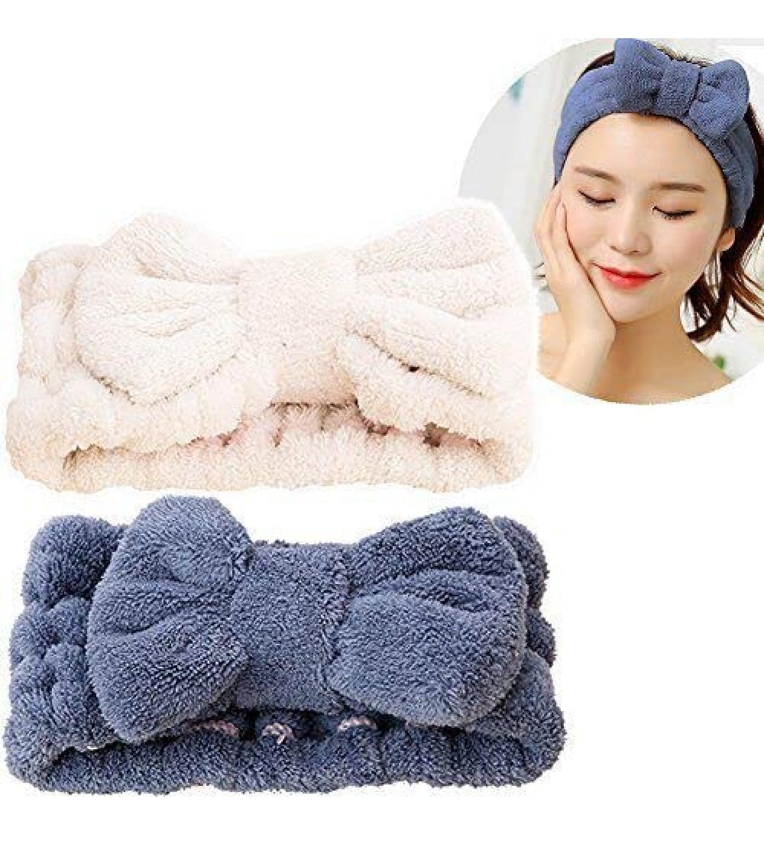 SweetCat Microfiber Bowtie Headband - Soft, Absorbent Hair Band for Women and Girls (Blue+White) - Buy Online on GoSupps.com