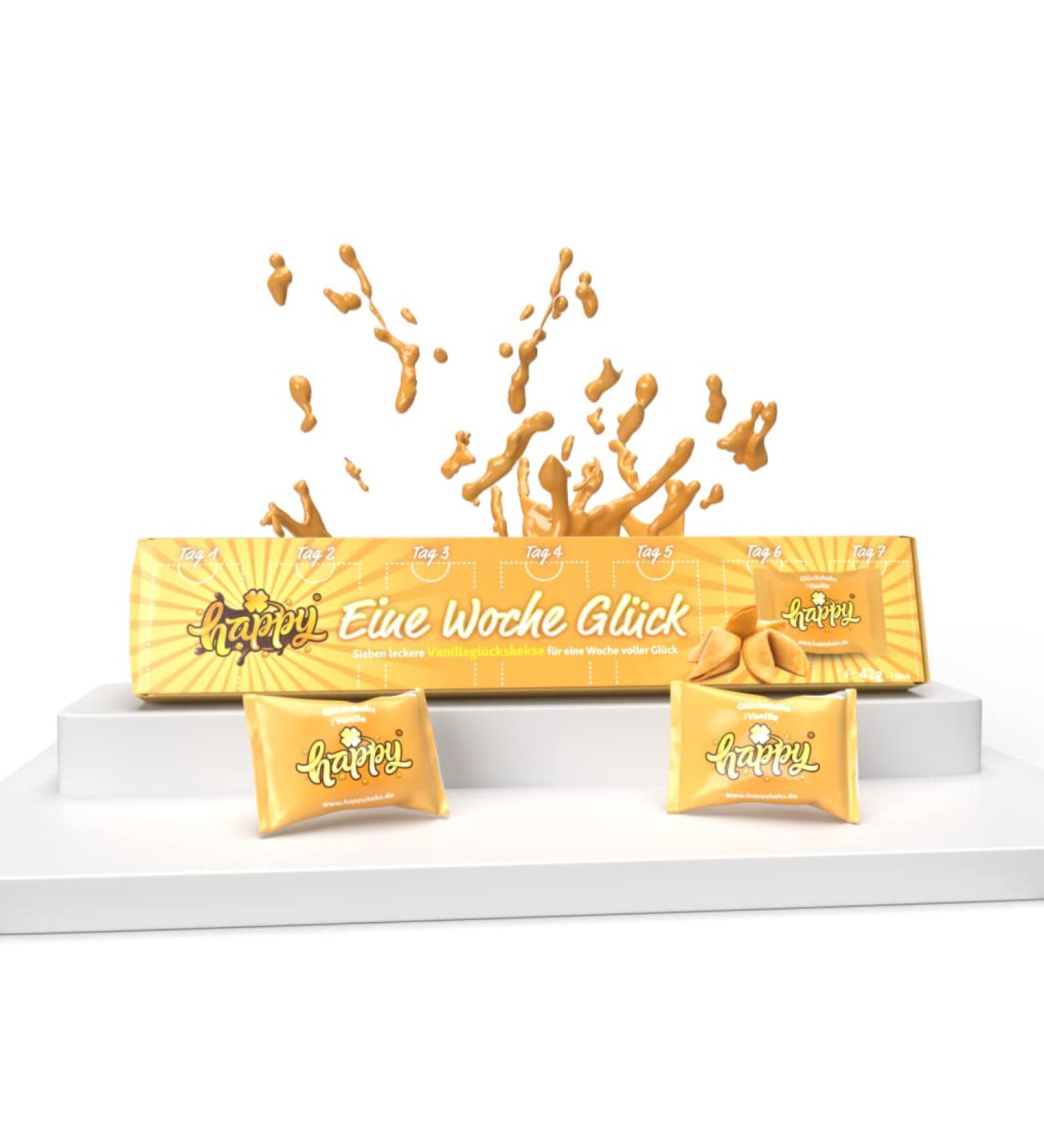  Happy Happy A Week of Happiness Biscuits - Weekly Vanilla Calendar - 7 Vegan Vanilla Cookies - Inspirational Messages Pack of 1 (1 x 42g) - Buy Online on GoSupps.com