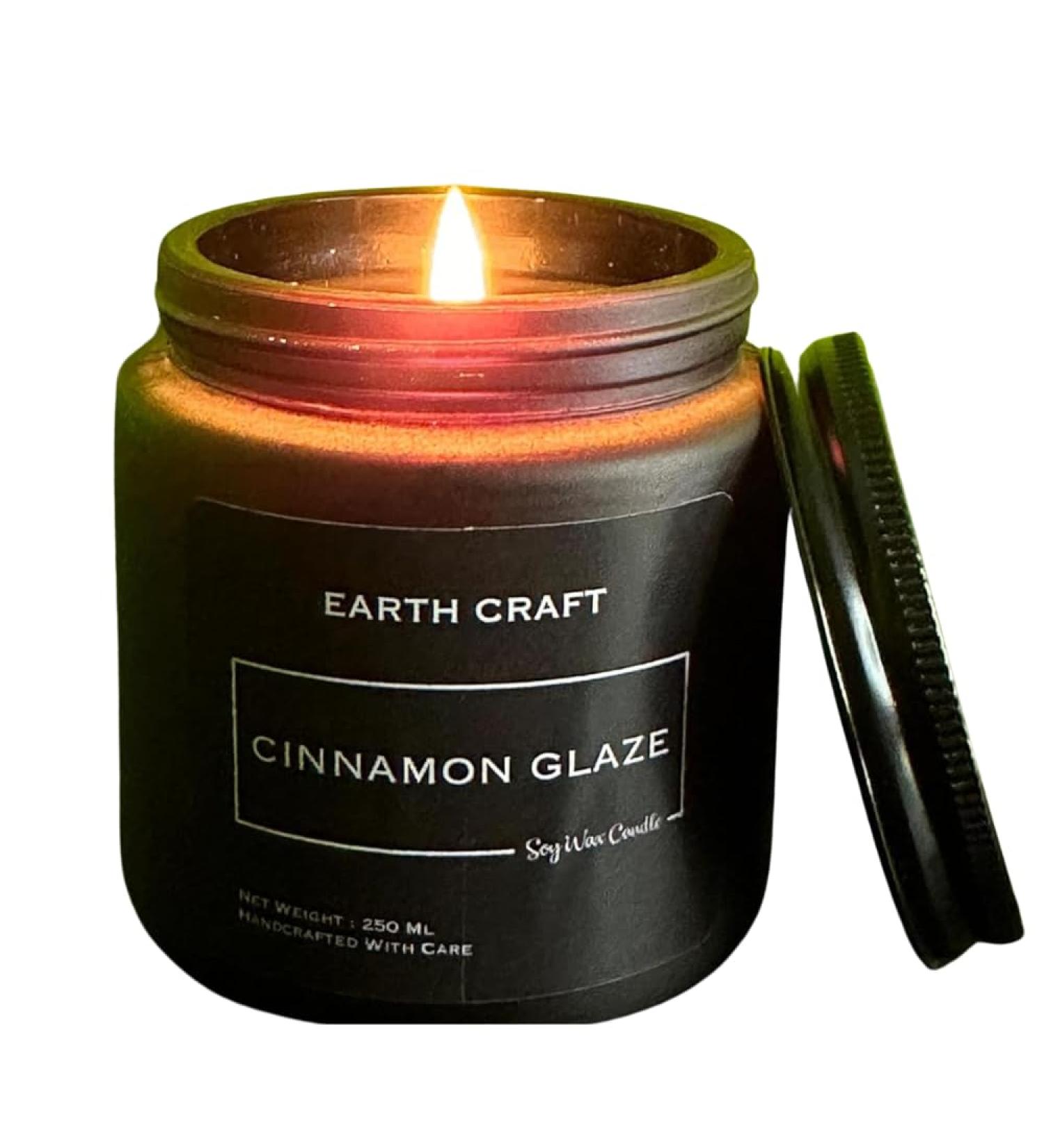 Earth Craft Aromatherapy Scented Candles | Handmade Soy Candles for Home D cor | Non-Toxic & Smokeless Cinnamon Glaze Aroma - Buy Online on GoSupps.com