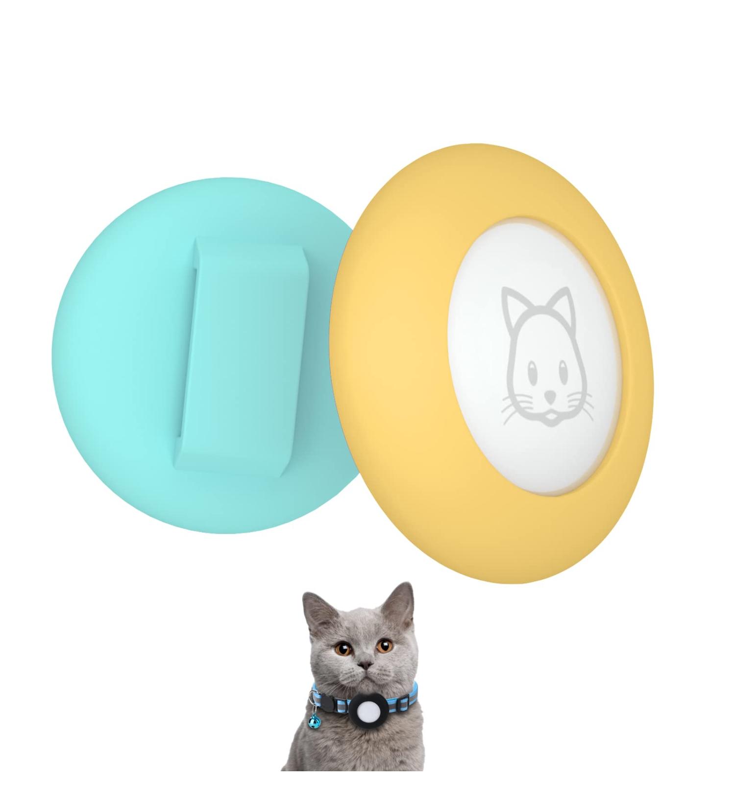 2022 Airtag Cat Necklace Holder - Waterproof 2-Pack Compatible with Apple Airtag - Small Cat Neck Band Covers in Blue-Green & Yellow - Buy Online on GoSupps.com