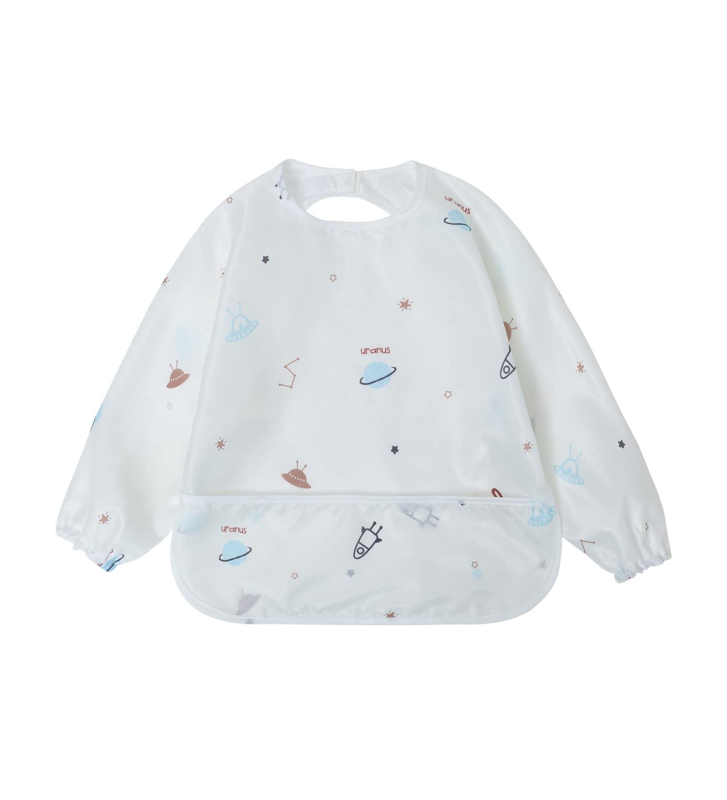 Little Dimsum Long-Sleeved Waterproof Baby Bib with Large Food Pocket (Uranus) - Buy Online on GoSupps.com