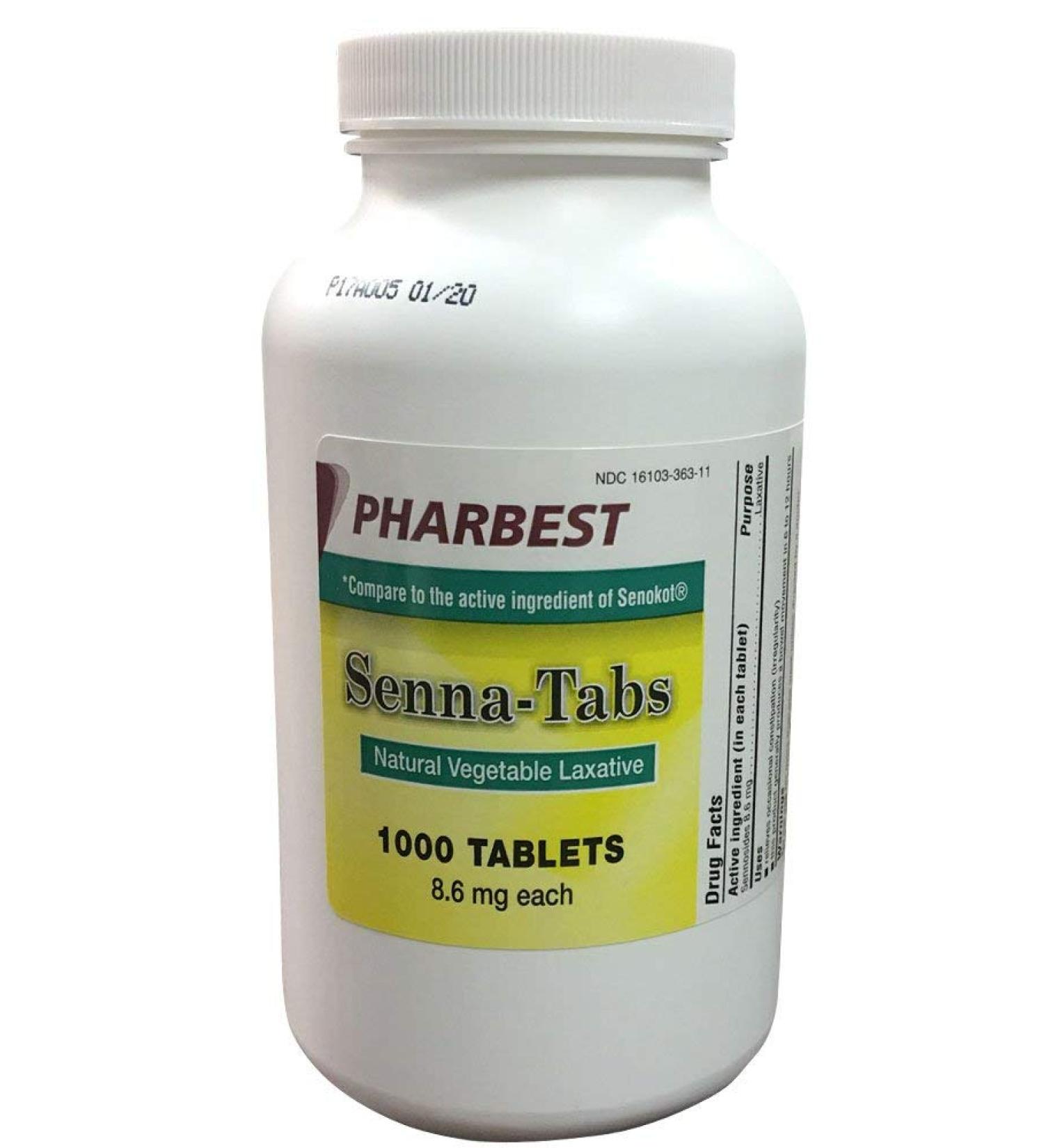 Pharbest Senna 8.6 Mg Natural Vegetable Laxative 1000 Count Tablets 1000 Count (Pack of 1)