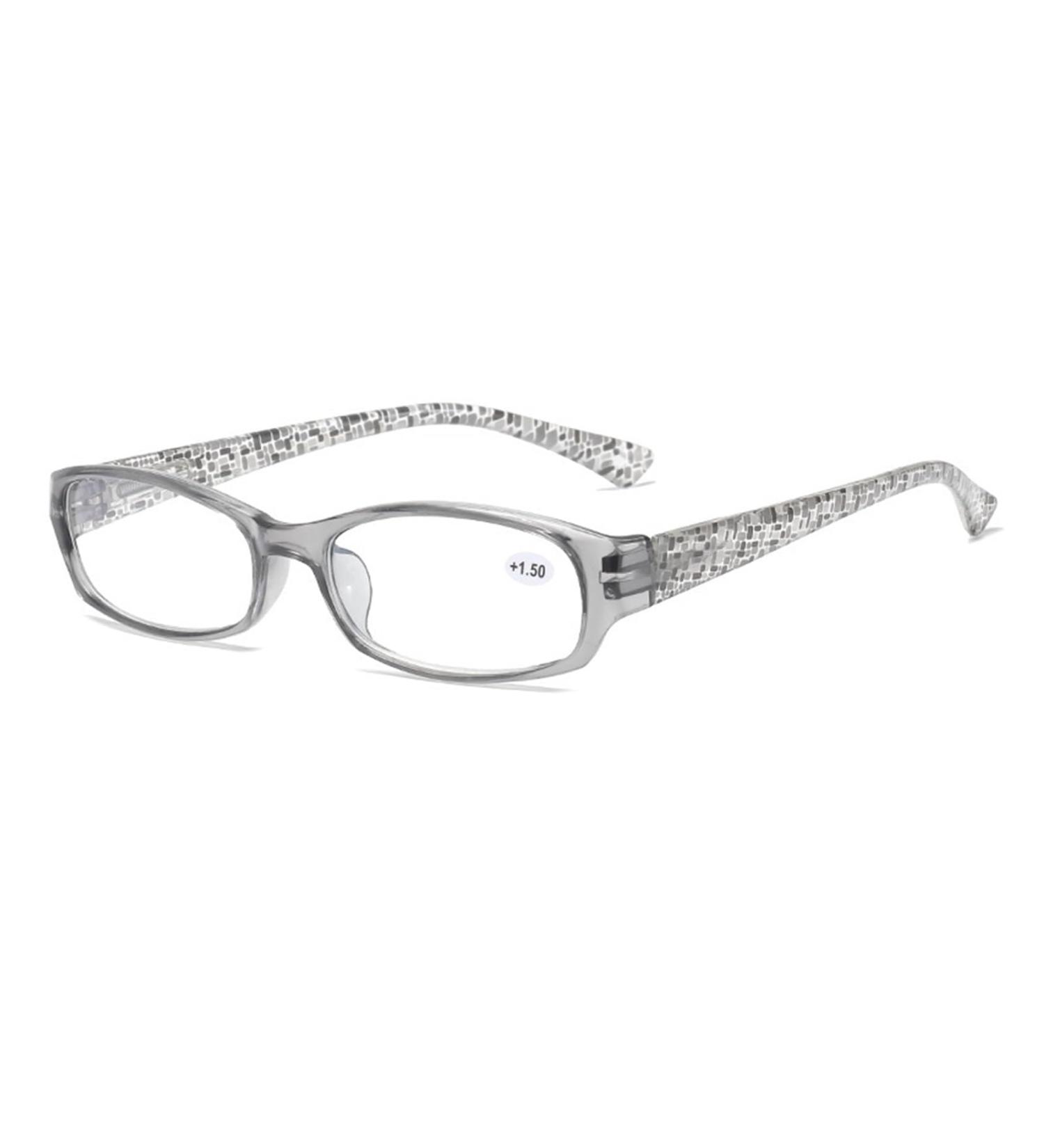 Stylish Women's Anti-Blue Light Reading Glasses | Korean Resin Farsighted Glasses - Gray Frame 4.00 - Buy Online on GoSupps.com
