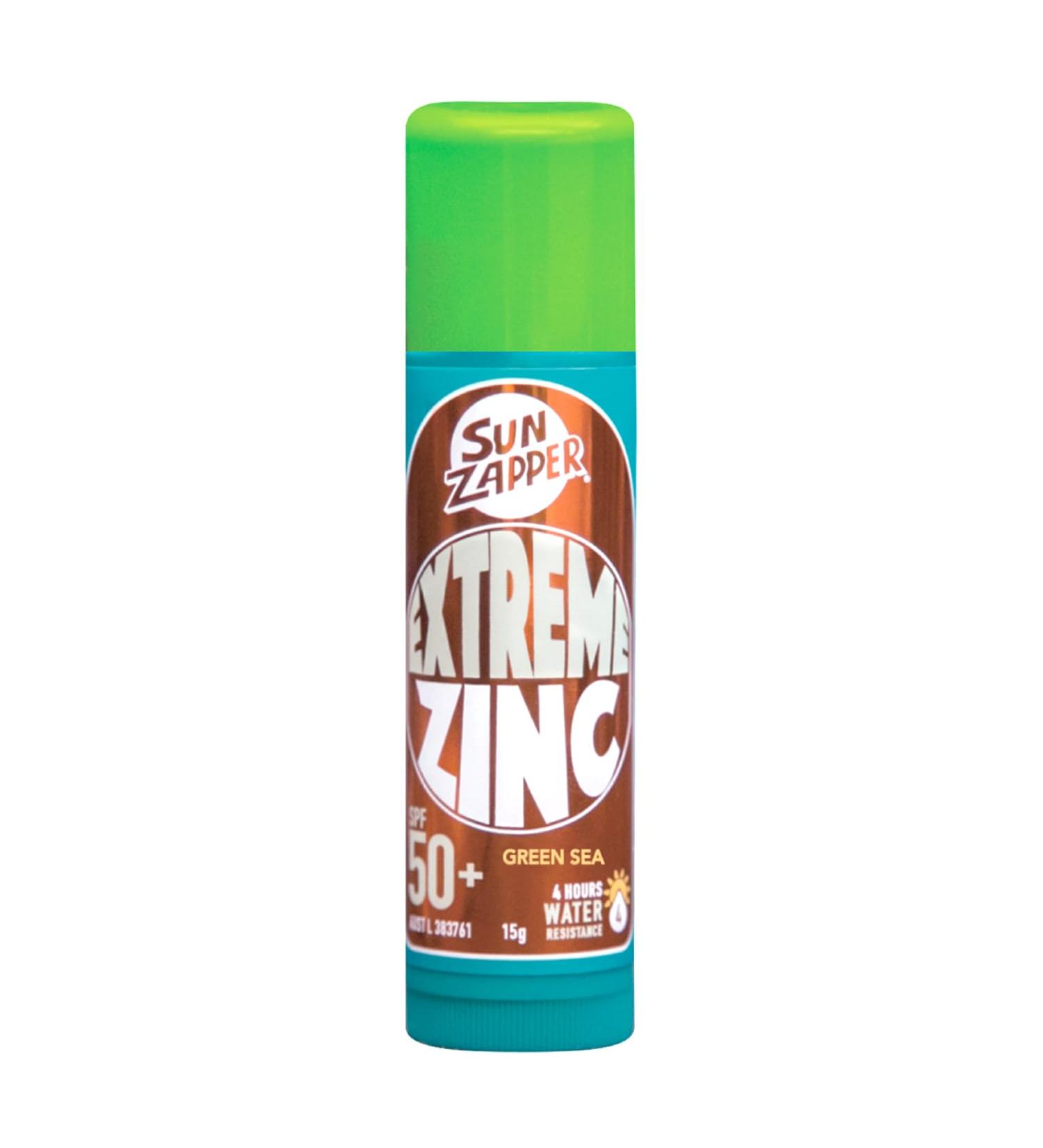 Sun Zapper Zinc Stick - Green Colour Sunblock Stick SPF 50+ Zinc Oxide Face Mineral Sun Cream Made in Australia - Buy Online on GoSupps.com