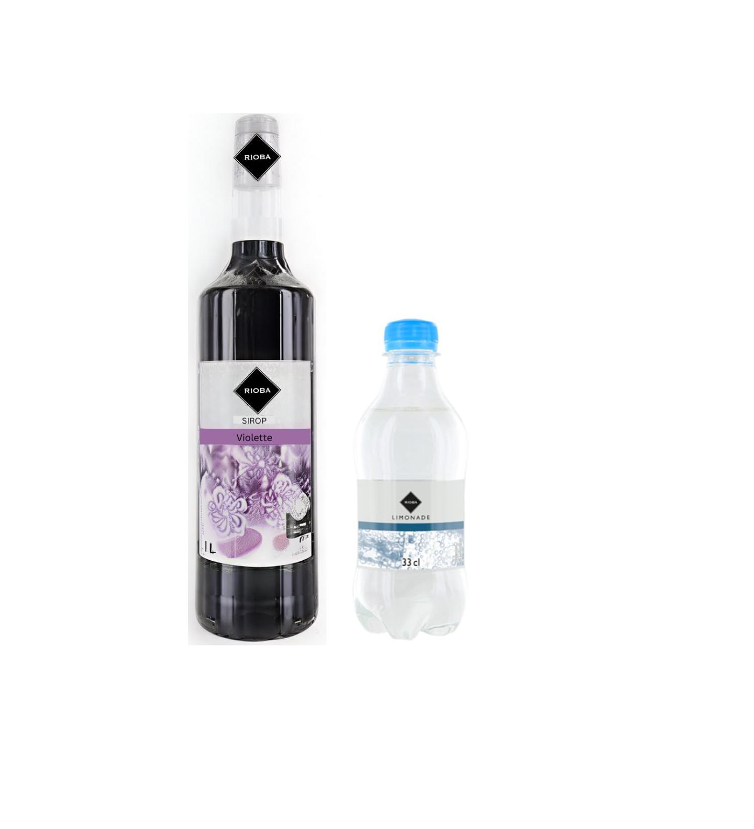 Lot Sirop Rioba & limonade: Sirop Violette Rioba 1L - Limonade Rioba (24x33cl)