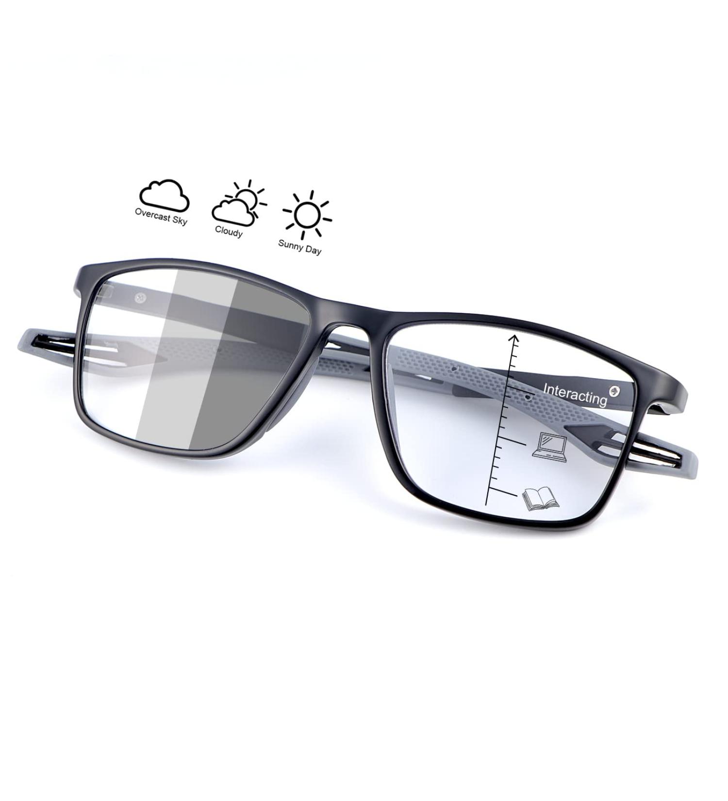 YIMI Progressive Photochromic Multifocus Reading Glasses - Men & Women - Anti Blue Light UV Sun Readers - Black 1.5x - Spring Hinge Computer & Outdoor Use - Buy Online on GoSupps.com