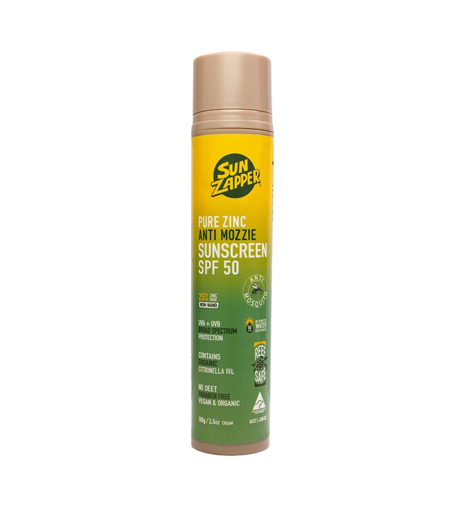 Sun Zapper Sun Zapper Pure Zinc Anti Mosquito Repellent Sun Cream SPF 50 100g Anti Insect & Mosquito Tinted Natural Sunscreen with no DEET Made in Australia - Buy Online on GoSupps.com