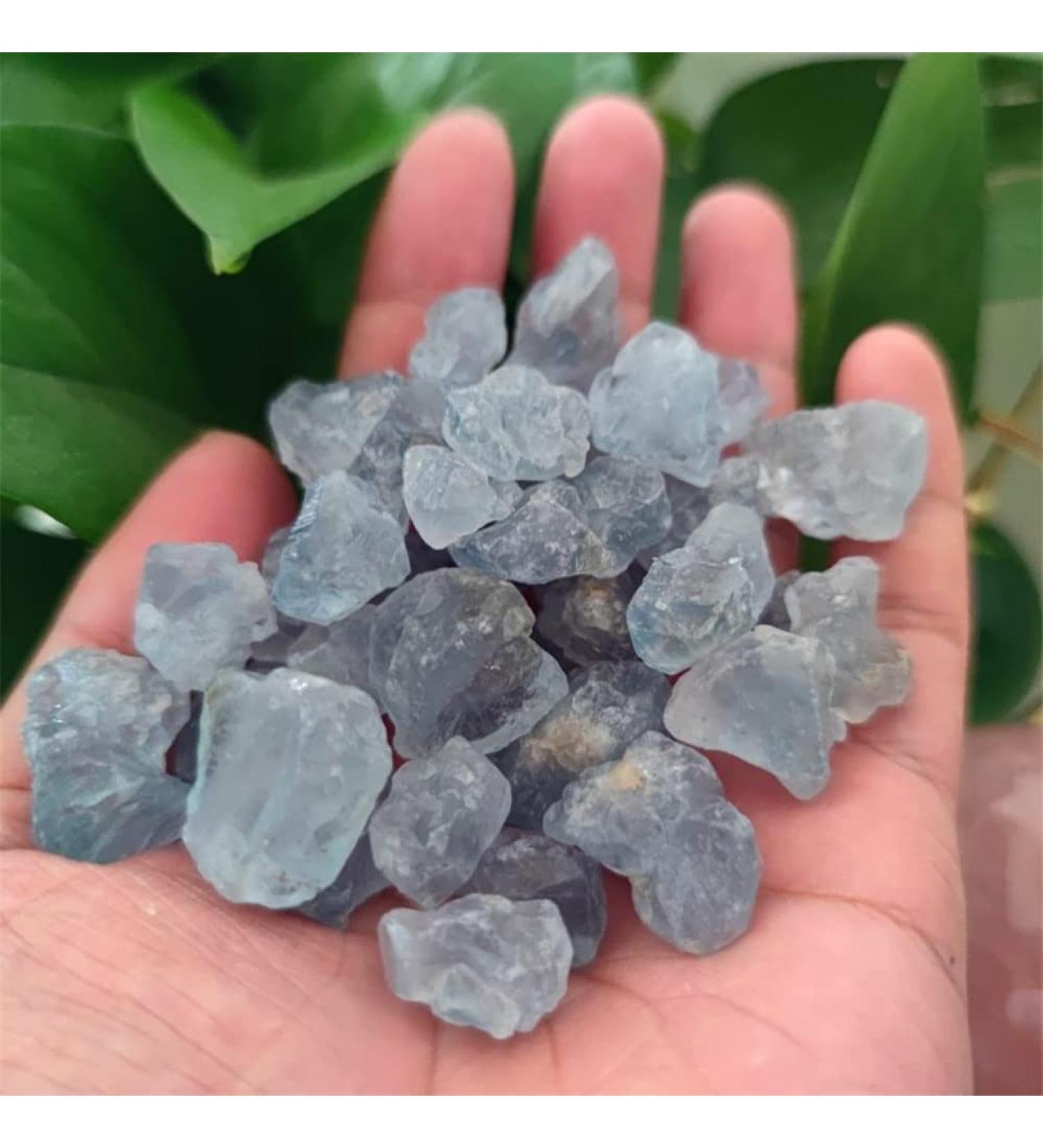 Natural Celestite Stone Raw Sky Blue Crystal Gemstones Specimen Fish Tank Decoration Crystal Stone Collection (Size : 500g) - Buy Online on GoSupps.com