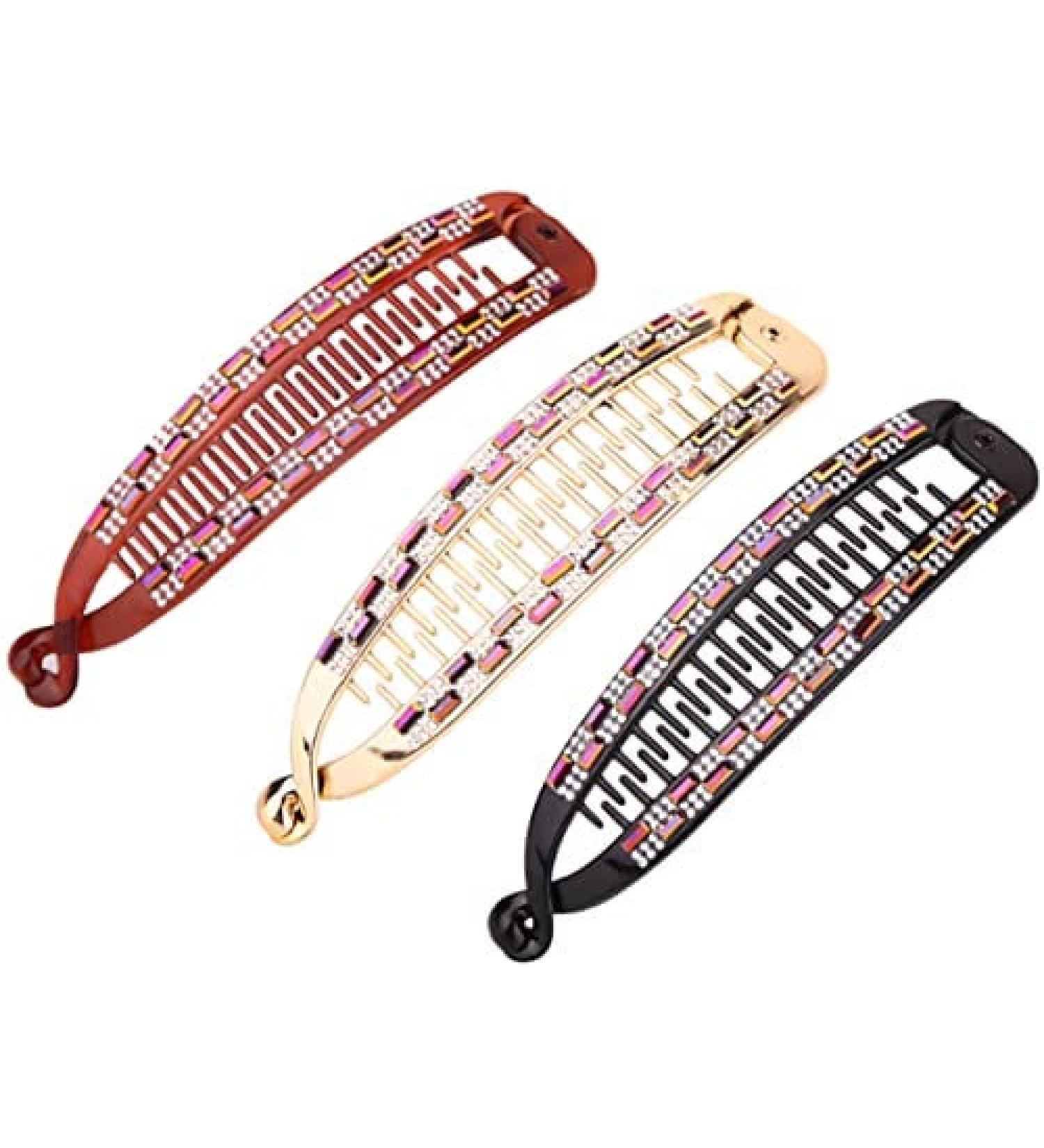 TEONEI Rhinestone Horsetail Hair Clips - 3PCS Set for Women, Decorative Banana Hair Combs and Pins - Buy Online on GoSupps.com