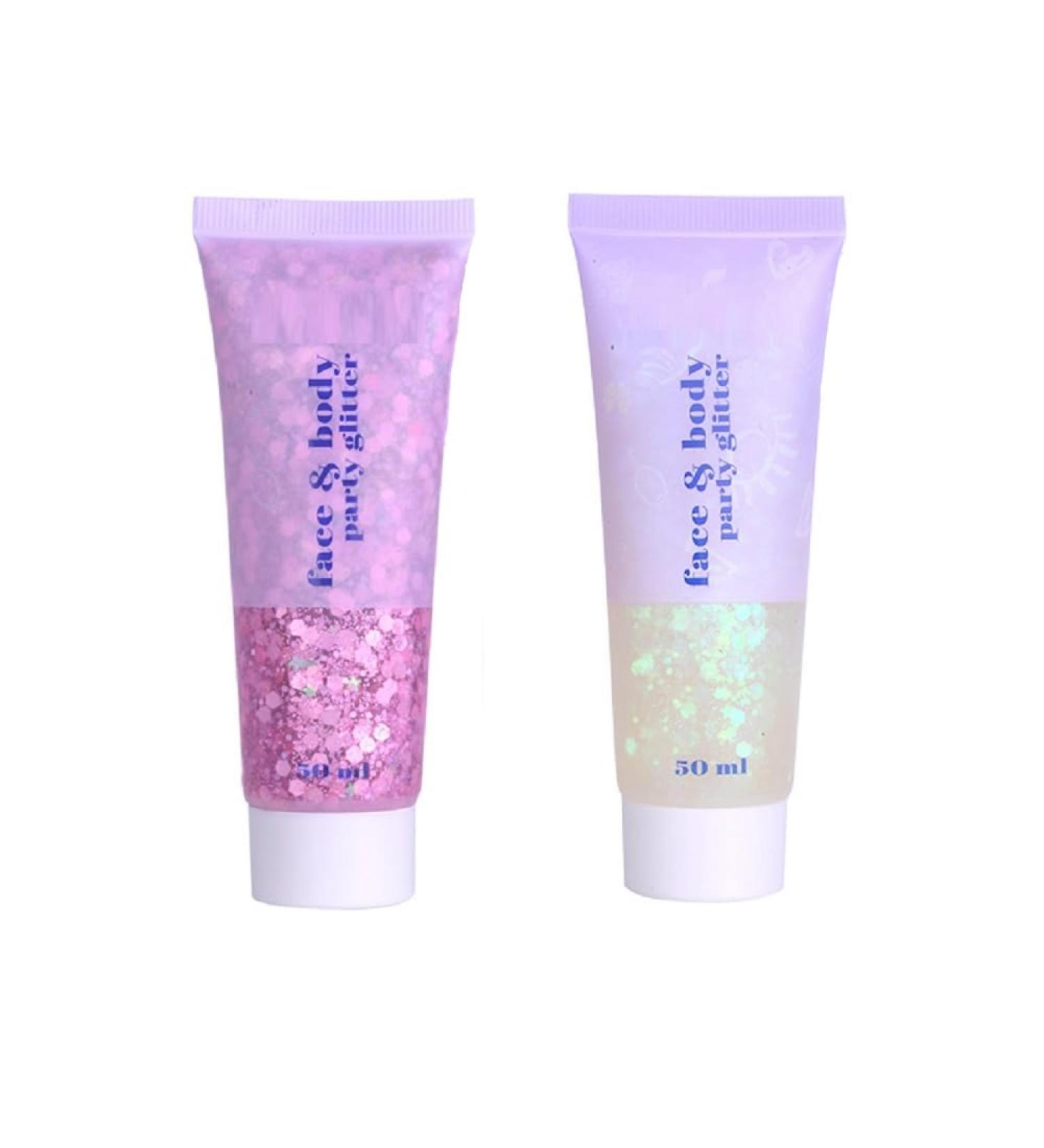 Buy 2 Color Neon Face & Body Glitter Gel - Holographic Makeup for Parties (Pink & White) - Glow Accessories - Buy Online on GoSupps.com