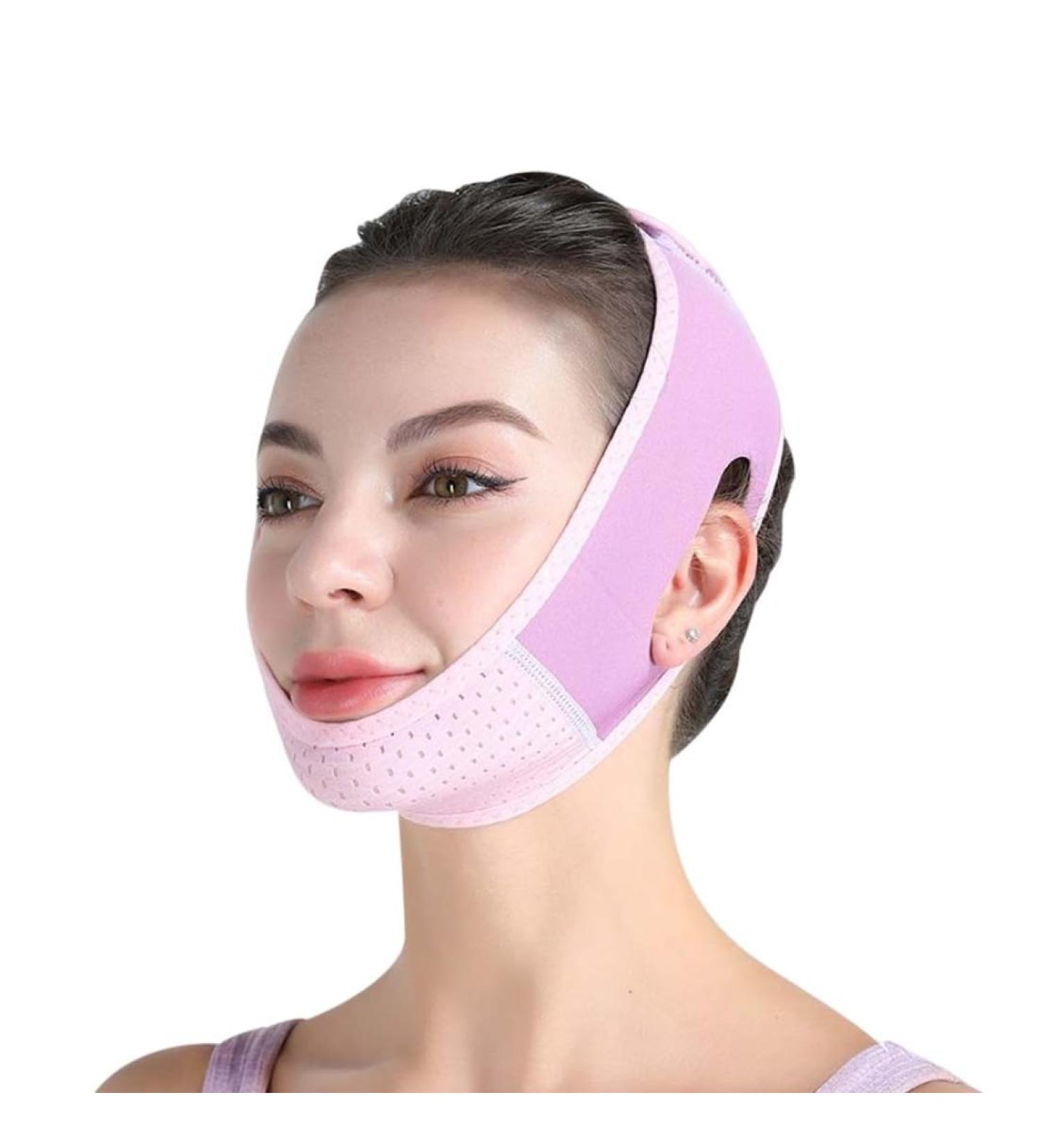 Double Chin Reducer | V Line Lifting Mask & Chin Strap for Women - Face Slimming Solution (Purple - Buy Online on GoSupps.com